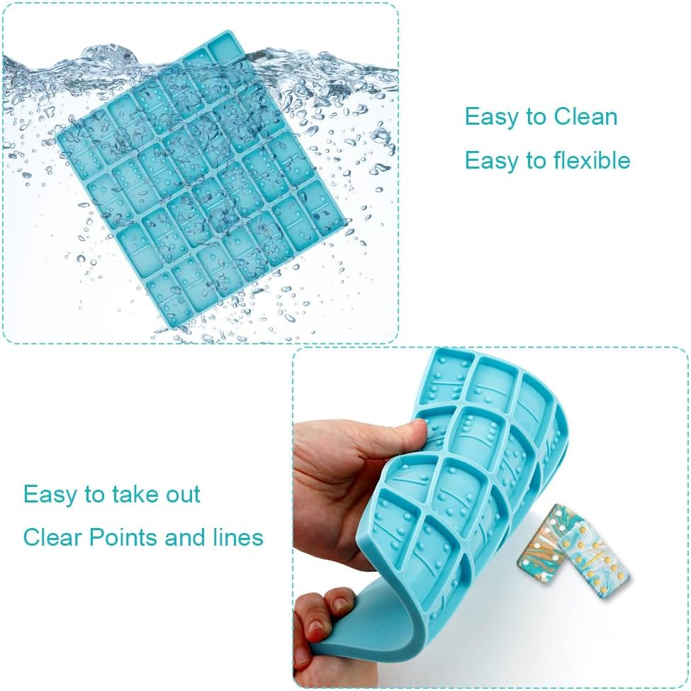 Domino Resin Molds for Casting - Professional Epoxy Set with 28 Cavities, Sturdy Silicone for DIY Pendant, Cake, and Jewelry Making image number 4