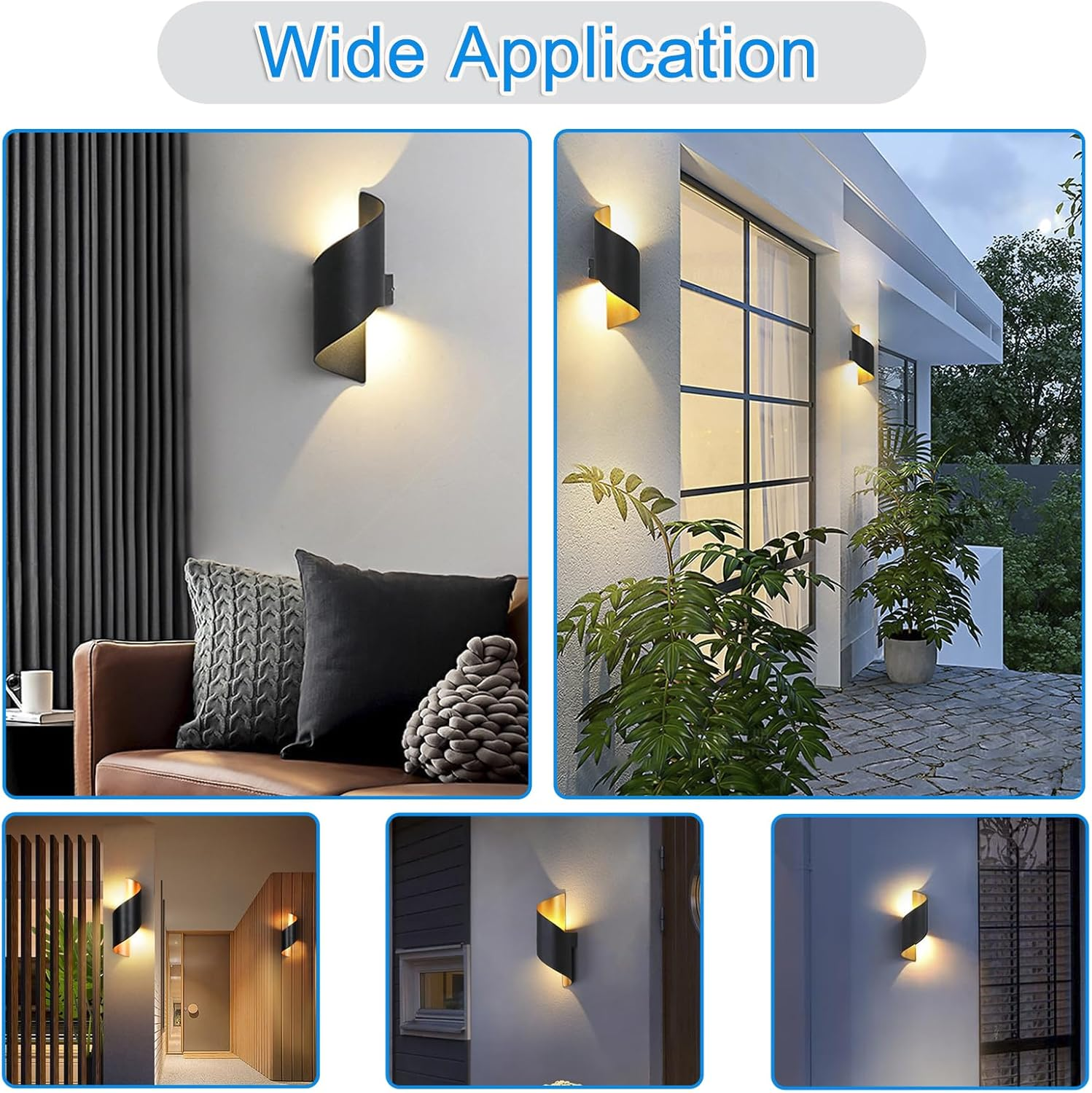 Outdoor Wall Lights,Black Modern Wall Sconce Led Porch Light Spiral up and down Lights Outdoor Warm White Aluminum Wall Light Fixture for Indoor House Porch Garage image number 3