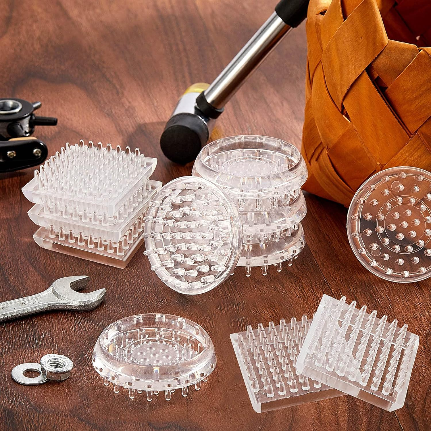 Carpet Protector Spiked Plastic round and Square Comfortable Touch Caster Cup Spiked Furniture Cup for Sofas, Tables, Chairs Offices Bookcases Other Furniture (12) image number 5