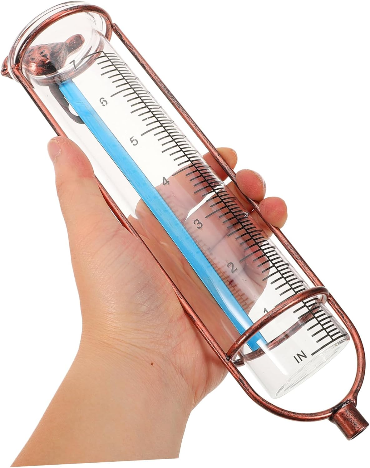 Ibasenice Elegant Brass Replacement Rain Gauge Tube Glass with Red Gasket for Accurate Garden Lawn Rainfall Measurement Graduated Outdoor Tool image number 6