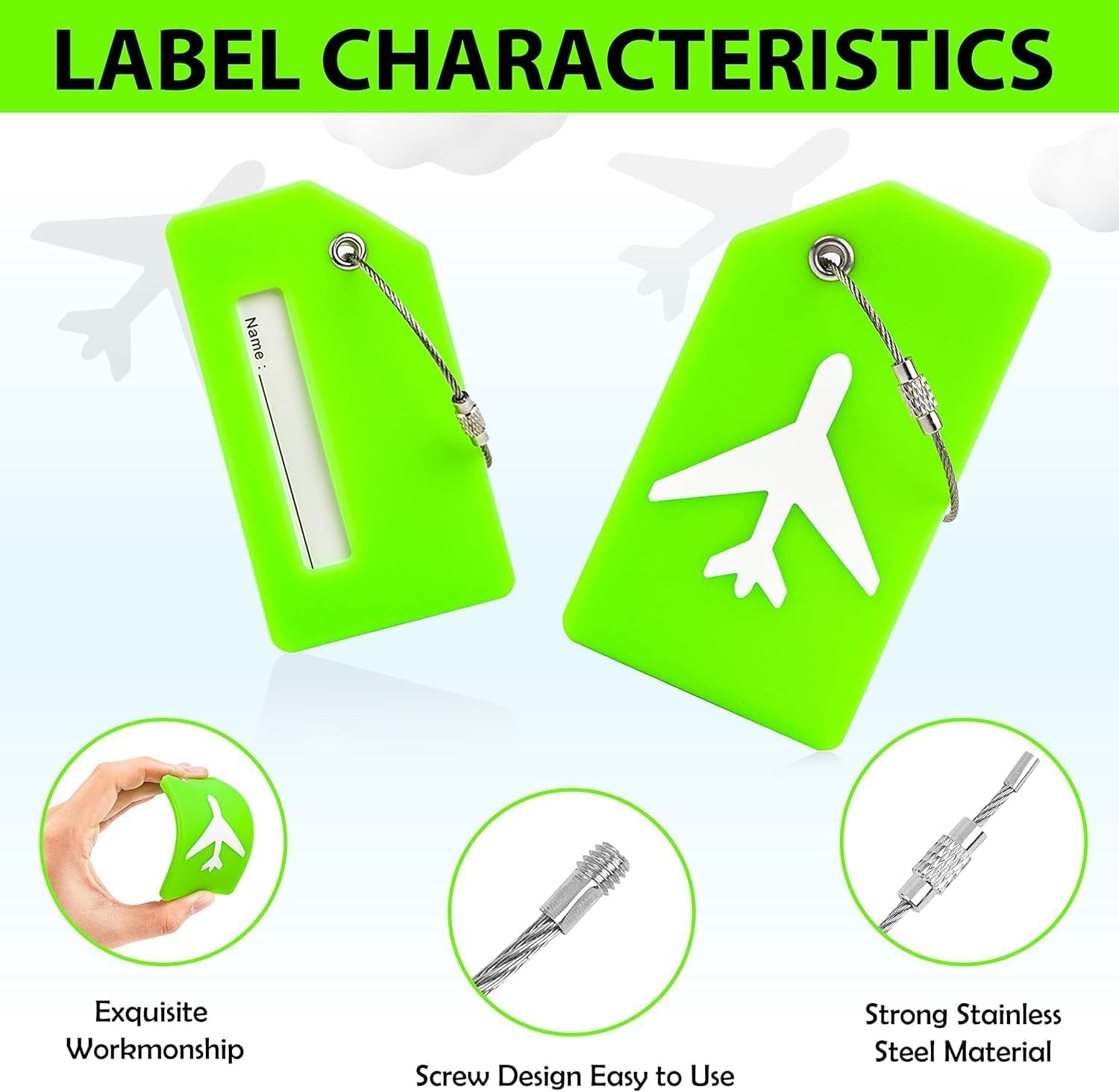 4 Pack Luggage Straps for Suitcases TSA Approved & Suitcase Identifiers Unique Luggage Tags and Straps Set, Adjustable Suitcase Belt Straps with Buckles to Keep Suitcase Secure While Traveling (Green) image number 2