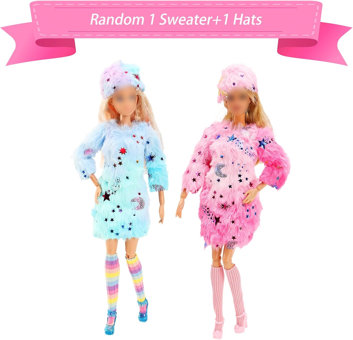 9 Doll Clothes Outfits 3 Fashion Plush Party Dresses Winter Clothes Coat Jacket 3 Handbag 3 Socks for 11.5 Inch Doll image number 6