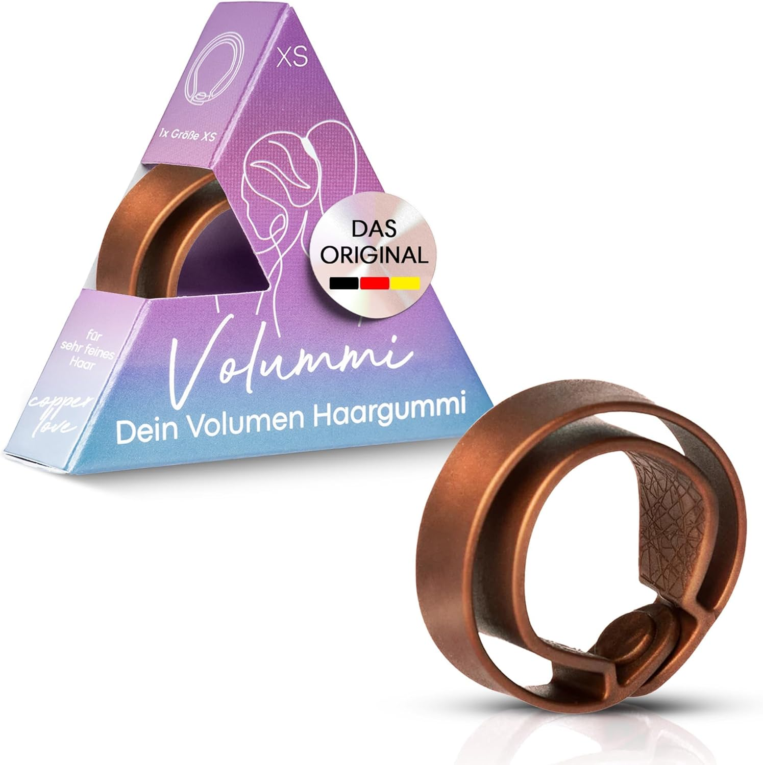 Volummi Hair Scrunchie, Innovative Ponytail Scrunchie for Visibly More Volume in the Ponytail, Strong Hold & Gentle on Hair, the Original Made in Germany [Copper Love XS for Very Thin Hair] image number 4