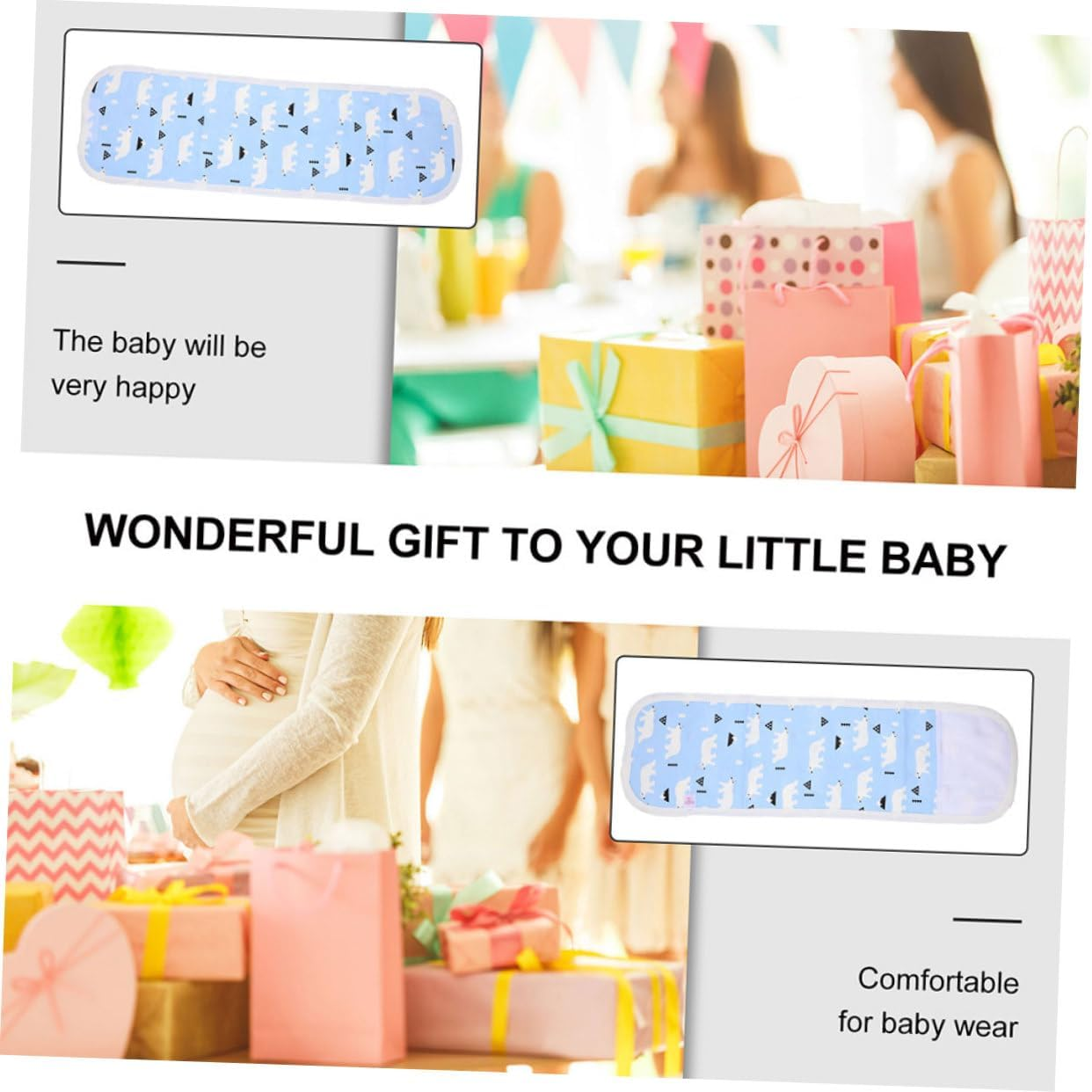 Newborn Cotton Belly Band Baby Navel Cord Protector Soft Comfortable Belly Belt Autumn Winter 80 Size Blue Polar Bear for Infant Wrap image number 4