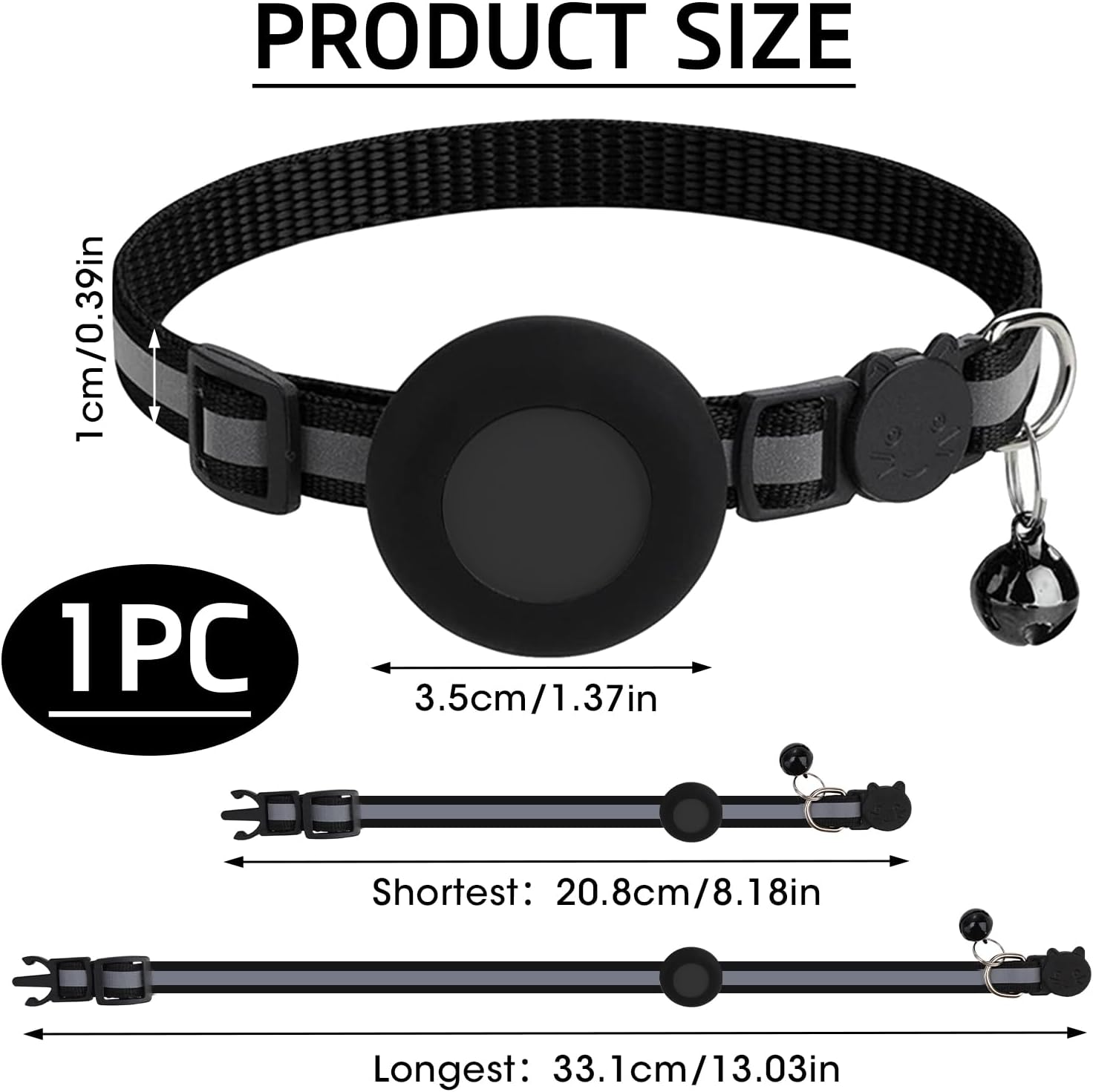 GPS Luminous Reflective Pet Cat Collar - Safety Buckle Collar anti Choke Comfortable and Secure Collar with Bell Anti-Lost Nylon Adjustable Size image number 1