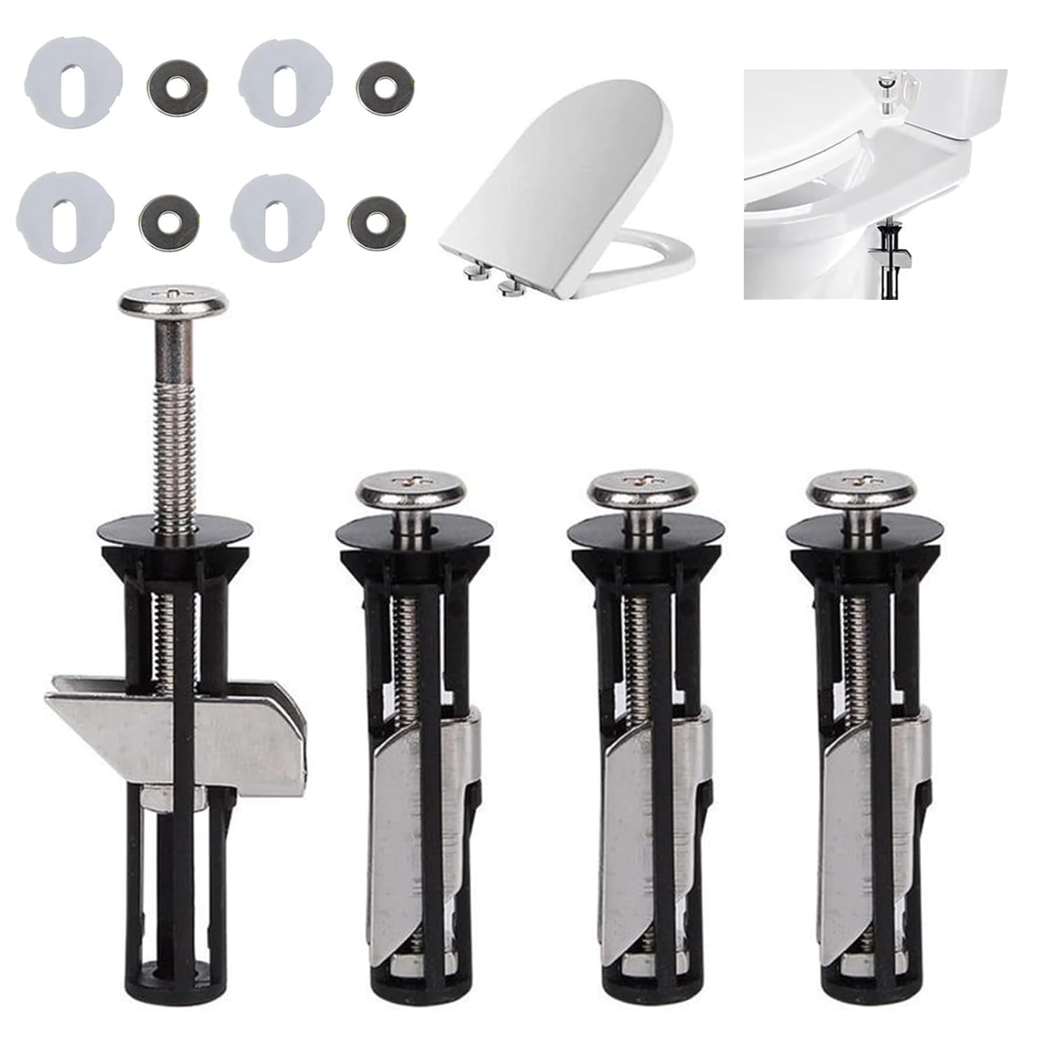LOLLIDO 4PCS Toilet Seat Fastener Bolt Kit - Heavy Duty Toilet Seat Bolt Kit, New Universal Toilet Seat Screw Replacement - Nut Screw for Easy Installation, Maintenance of Toilet Seats image number 1
