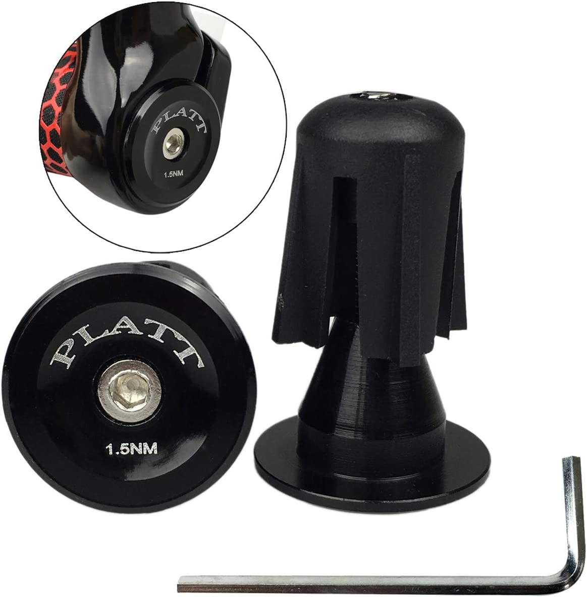 PLATT Bicycle Bar End Plugs Aluminum Bike Handlebar Cap for Road Bike Mountain Bike BMX (One Pair)