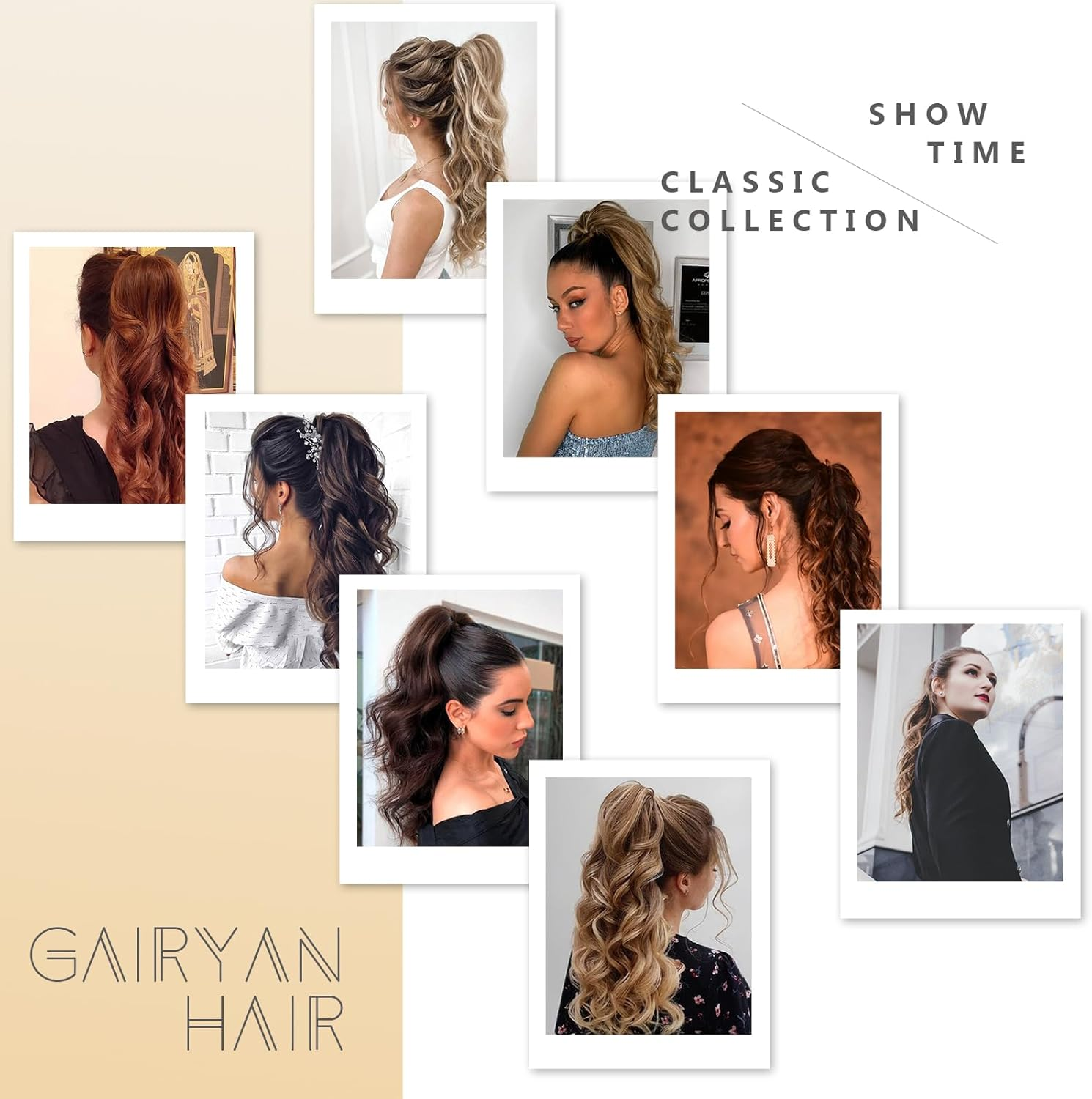 Gairyan 20Inch Ponytail Extension Clip in Ponytail Hair Extensions Curly Wavy Pony Tails Claw on Ponytail Long Wave Synthetic Hairpieces for Women Soft Real Look (Natural Black & Bleach Blonde)