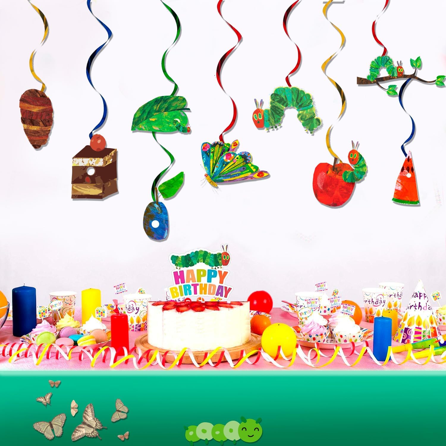 The Very Hungry Caterpillar Hanging Swirl, 20Pcs Hungry Caterpillar Birthday Hanging Swirl for Birthday Decorations Supplies image number 4