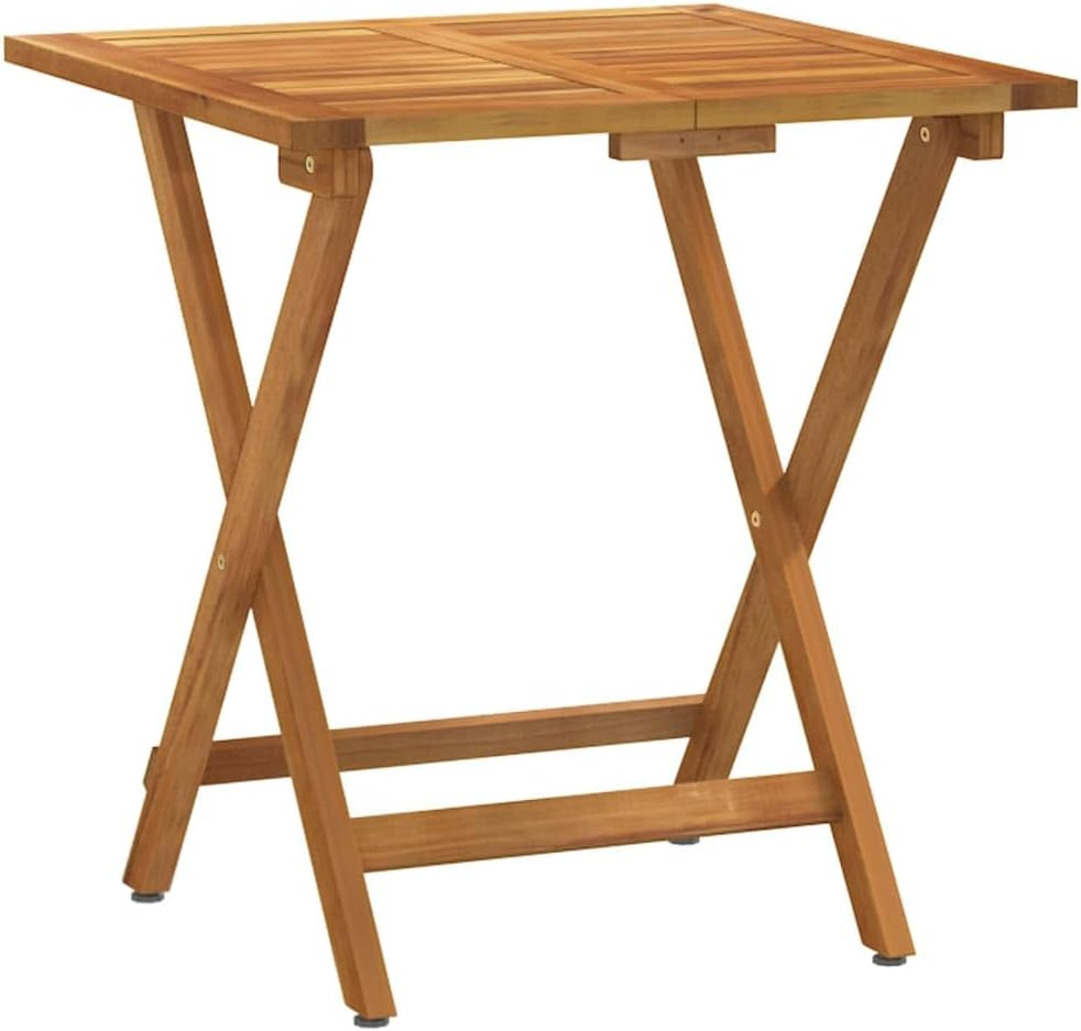 Vidaxl Retro Style 3 Piece Folding Bistro Set - Solid Wood Acacia with Cushions - Brown and Cream Colour - Brown image number 2