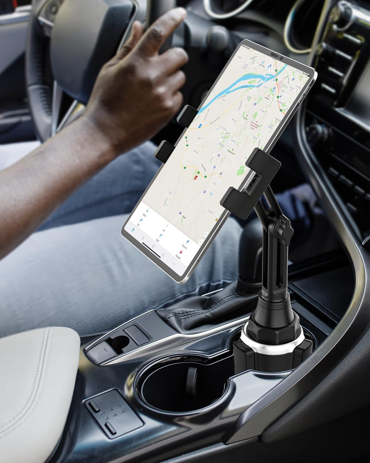 Woleyi Cup Holder Tablet Mount, Car/Truck Cupholder Phone Ipad Holder Stand with Adjustable Arm for Ipad Pro 9.7, 11, 12.9/Air/Mini, Samsung Galaxy Tabs, Iphone, More 4-13" Cell Phones and Tablets image number 2