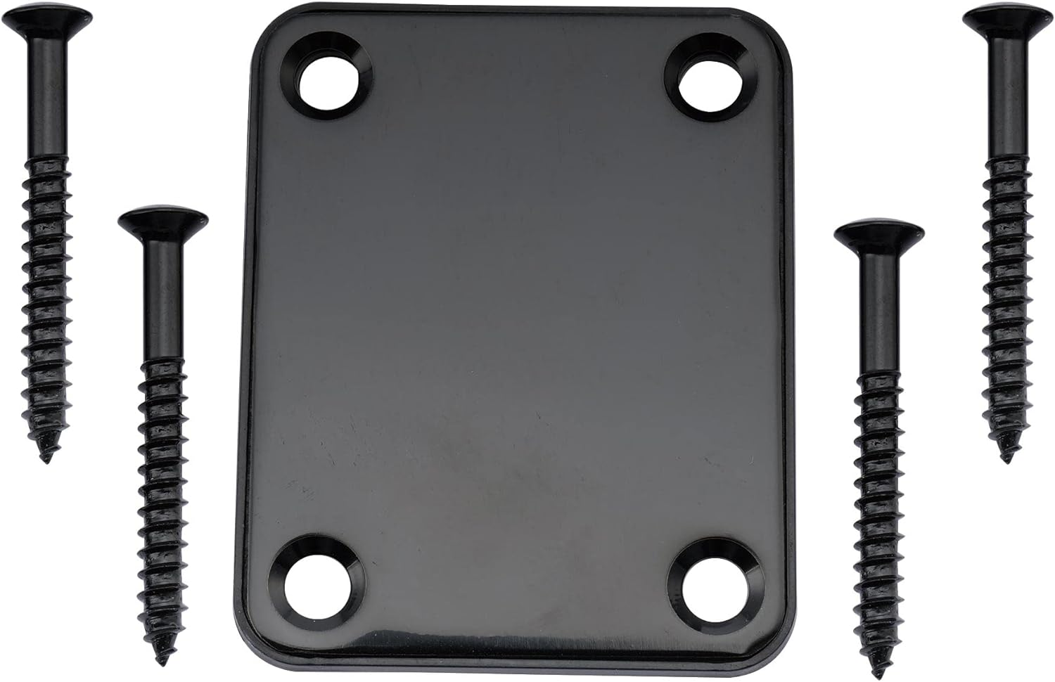 Musiclily Metal Neck Plate with Screws for Fender Strat Tele Style Electric Guitar or Bass,Black