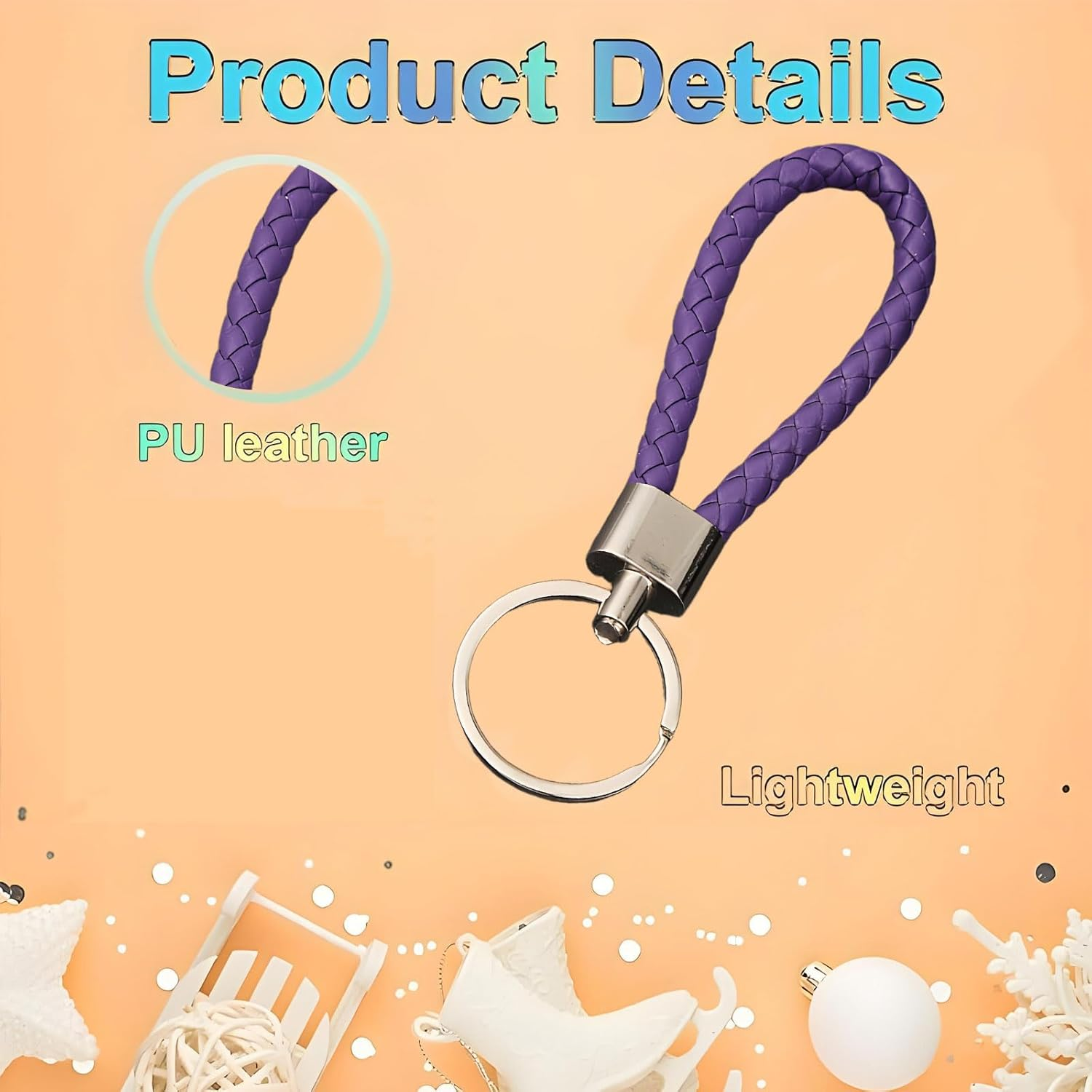 MYTOAU 8 PCS Braided Leather Key Chain,8 Colors Woven Key Ring, Handmade Weave Rope Keychain Car Motorcycle Simple Key Chaincar Door Key Chains for Ladies Men Kids image number 1