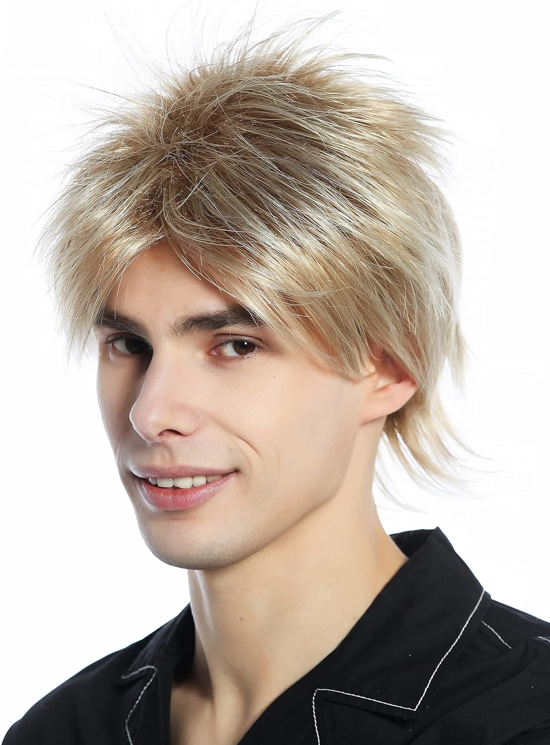 WIG ME up - M-261-27T613 Wig Men Women Short Toupeed Wild Strands 80S Retro Blonde Platinum Mix