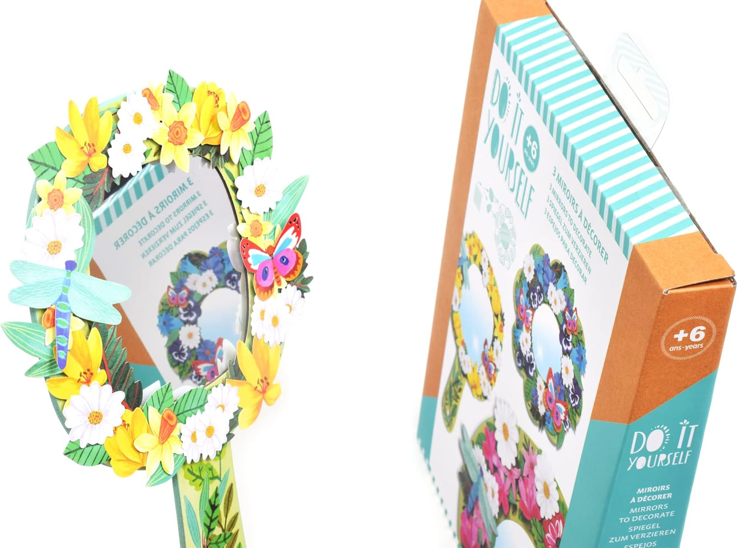 Djeco DJ07908 Do It Yourself Pretty Flowers Mirror Craft Activity image number 1