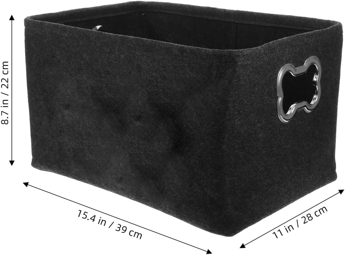 Alasum Dog Toy Storage Box Felt Basket with Metal Handles 15.35X11X8.66 Inches Lightweight Organizer for Pet Supplies and Kids Toys Home Storage image number 5