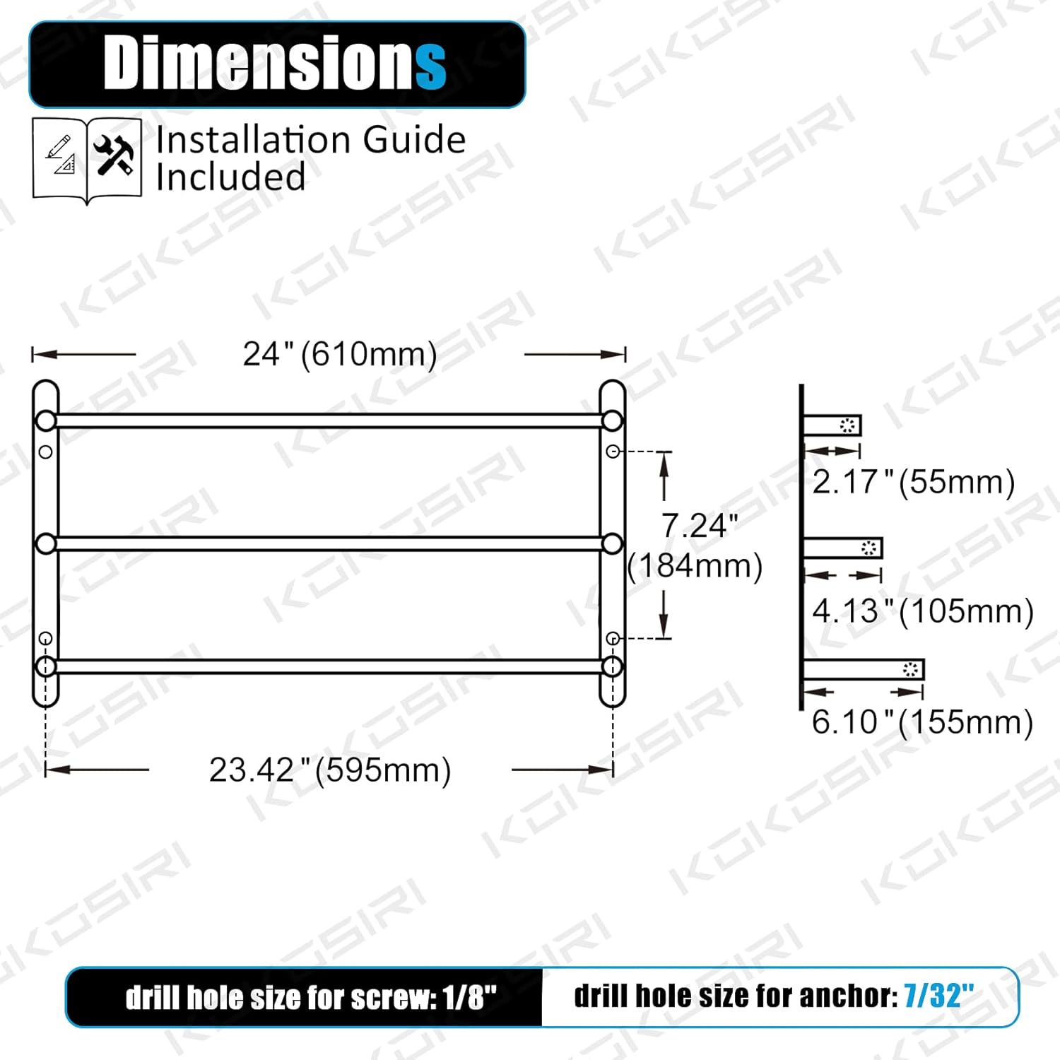 KOKOSIRI Bath Towel Bars Bathroom 3-Tiers Ladder Towel Rails Wall Mounted Towels Shelves Rack Stainless Steel, Polished Chrome, B5002CH image number 6