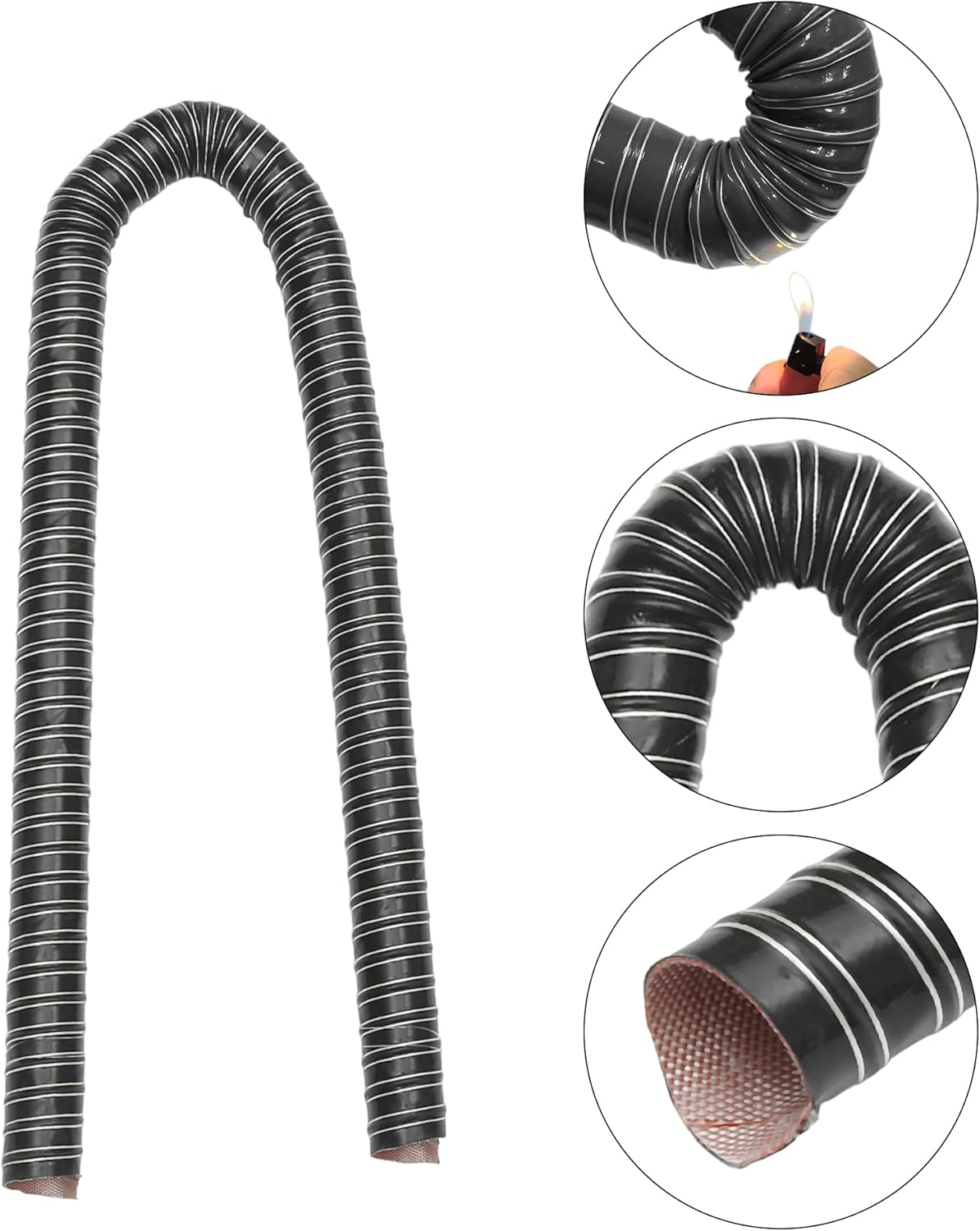 X AUTOHAUX 3.28FT 1.26'' Flexible Silicone Air Ducting Hose Dryer Vent Hose for Air Duct Fan Systems,Hot Cold Car Engine Intake Braking Black image number 2