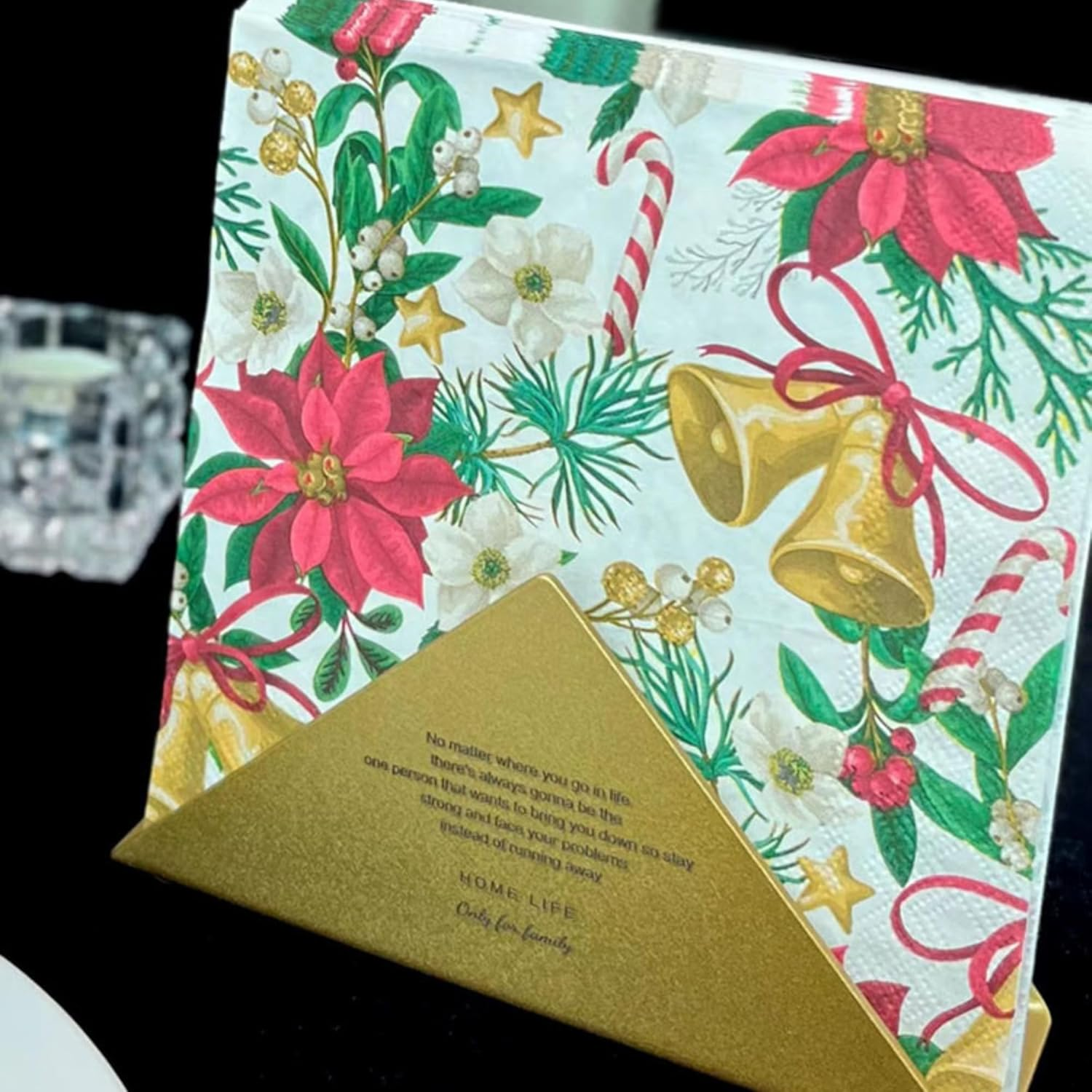 Christmas Paper Napkins Decorative Disposable 33X33Cm/2-Ply Christmas New Year Party Luncheon Dinner Napkins Paper for Decoupage Xmas Cocktail Napkins (Xmas Bell) image number 1