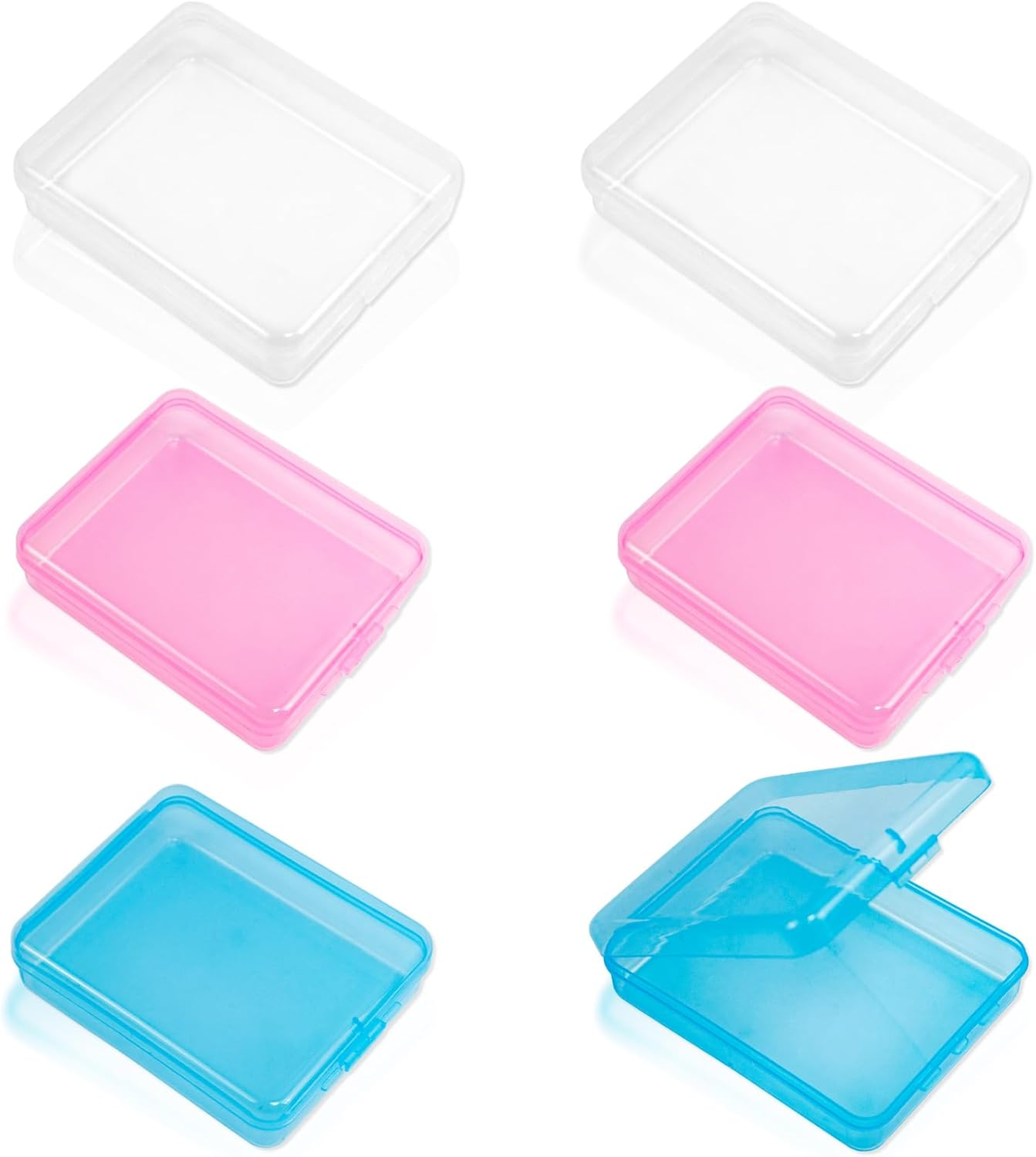 6 Pcs Mini Transparent Plastic Storage Containers Box Portable Travel Cotton Pad Holder Small Cosmetic Pad Cotton Ball Holder Dispenser for Cotton Rounds, Swabs, Floss (3 Colors) image number 5