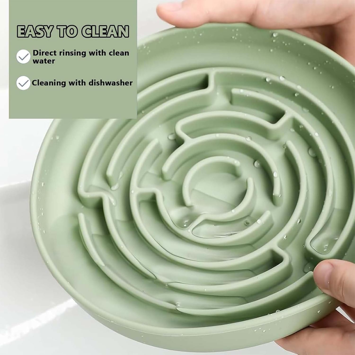 Anti-Sling Dog Bowl, anti Slinging Bowl Dogs, anti Sling Bowl Cat, anti Slinging Bowl Cat, Sling Bowl Dogs, Slow Feeder Dog, anti Slinging Bowl, Cat (Matcha Green) image number 1