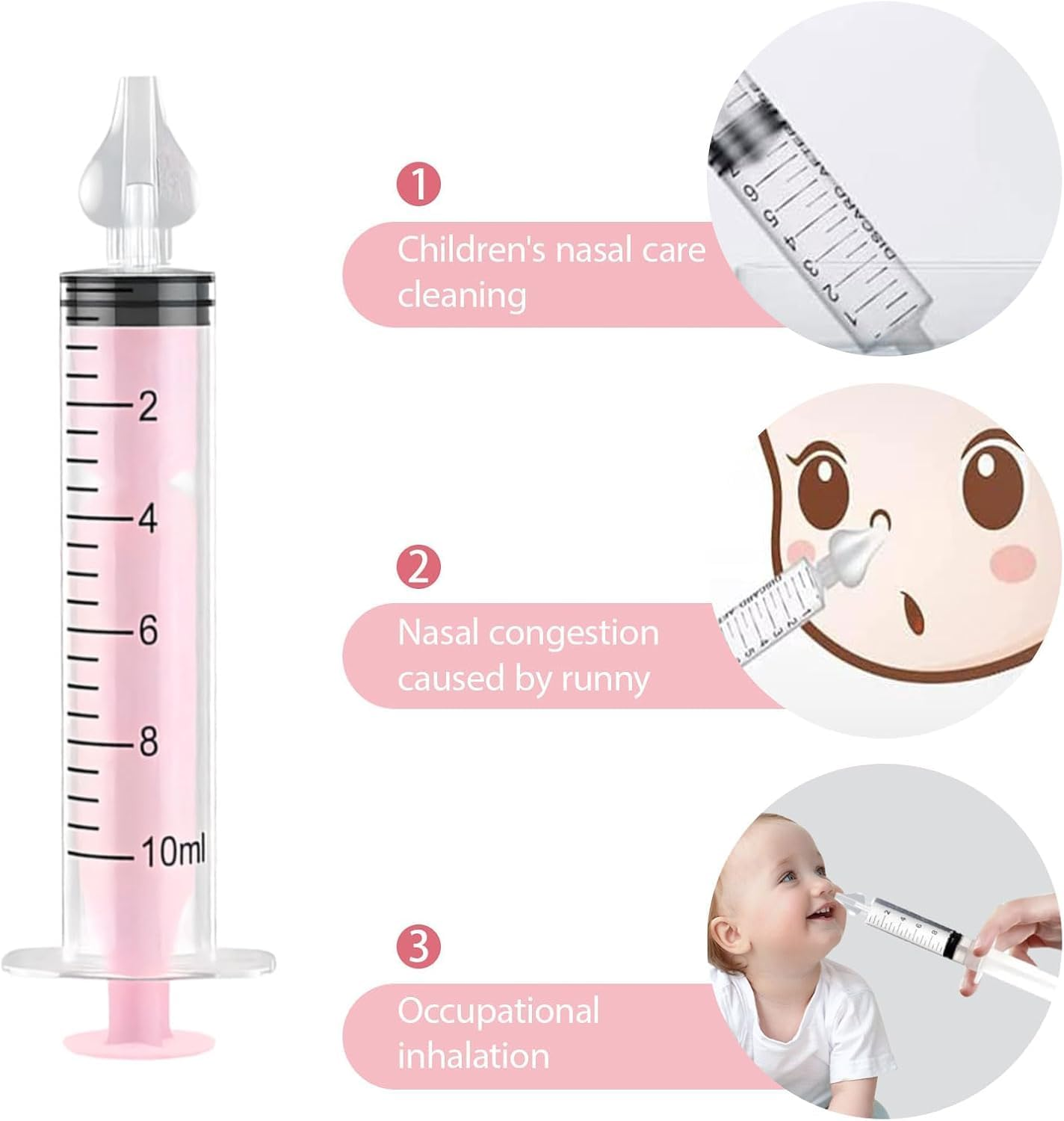 VJSSUJK 4-Pack 10Ml Baby Nasal Aspirator Syringes - Portable Nasal Irrigator for Infants image number 4