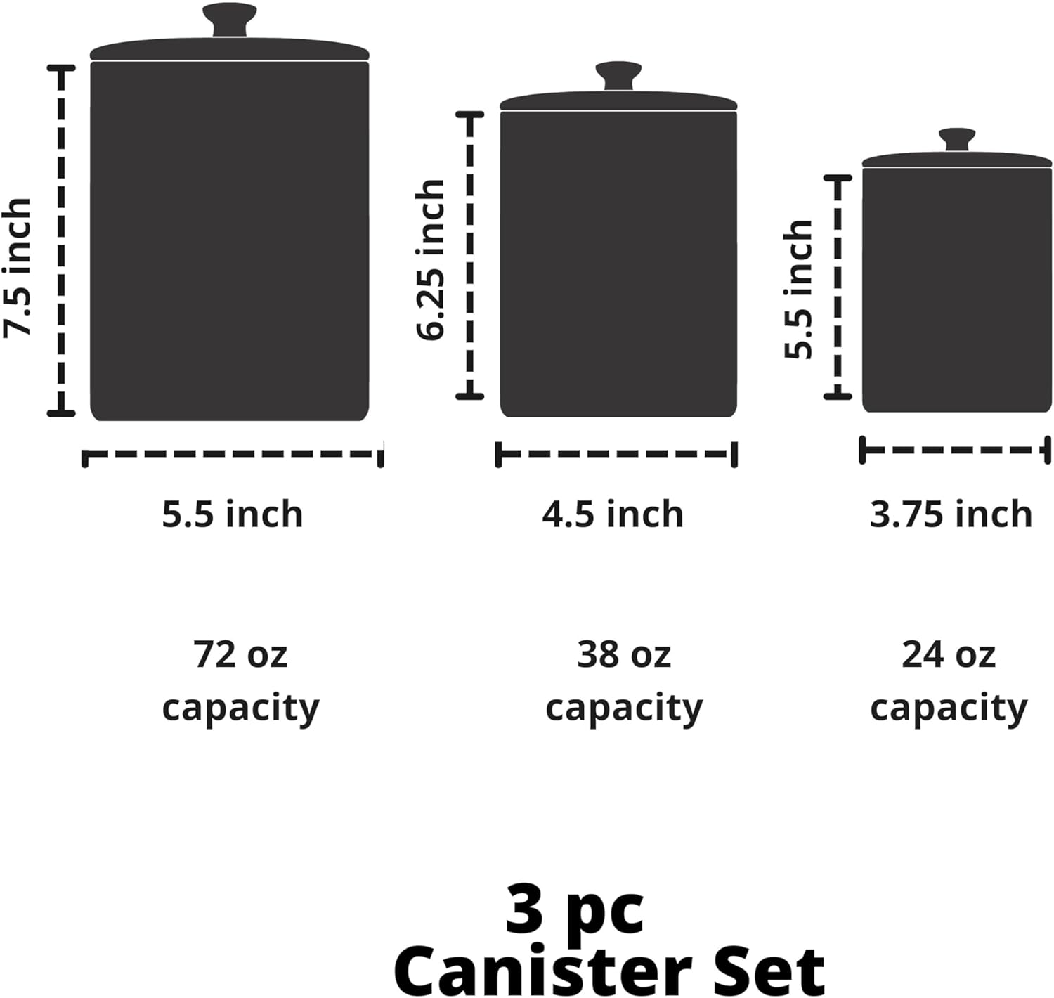 10 Strawberry Street Kitchen Canister, 3 Piece Set, Hampton White image number 3