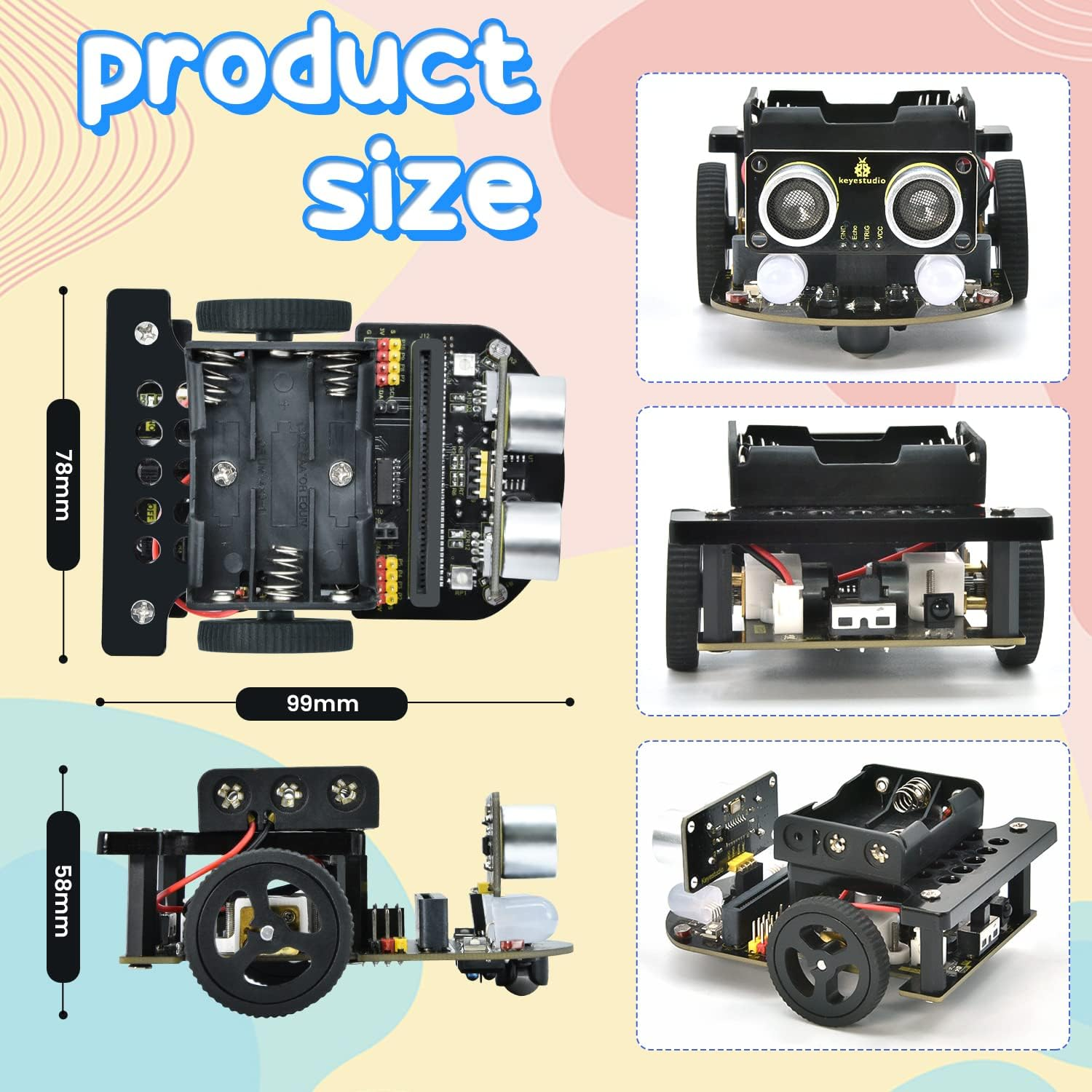 KEYESTUDIO Micro:Bit V2 Robot Starter Kit (Without Microbit) for Makecode and Python Programming image number 1