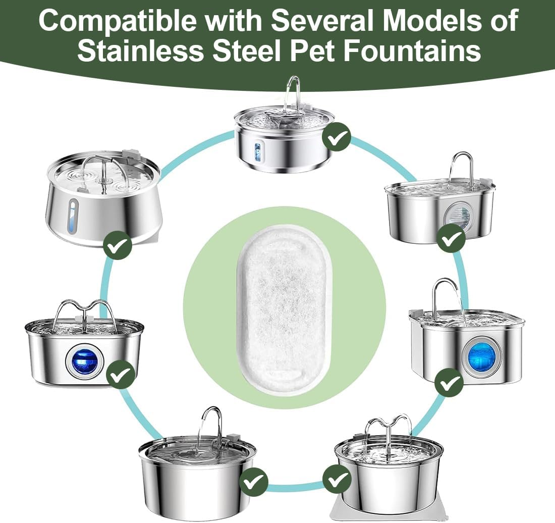 8 Filters for Cat Fountain, Replacement Filter for Drinking Fountain, 4 Pieces Filters + 4 Pieces Foam Filters, Filtering Hair (Sponge), for Stainless Steel Drinking Fountain for Cats and Dogs image number 4