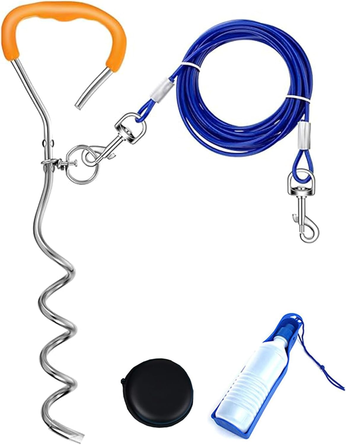 Dog Tie Out Cable and Stake, Tie Out Stake with 5M Runner Lead，Pet Lead for Yard Outdoor and Camping for Small to Medium Pets image number 1