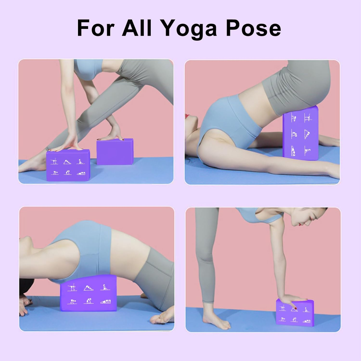 2 Yoga Block and Yoga Strap Set, FHDUSRYO High Density EVA Foam Blocks, Non-Slip Yoga Bricks with 6Ft Strap, Supportive Latex-Free Yoga Block Kit to Improve Balance and Flexibility image number 6