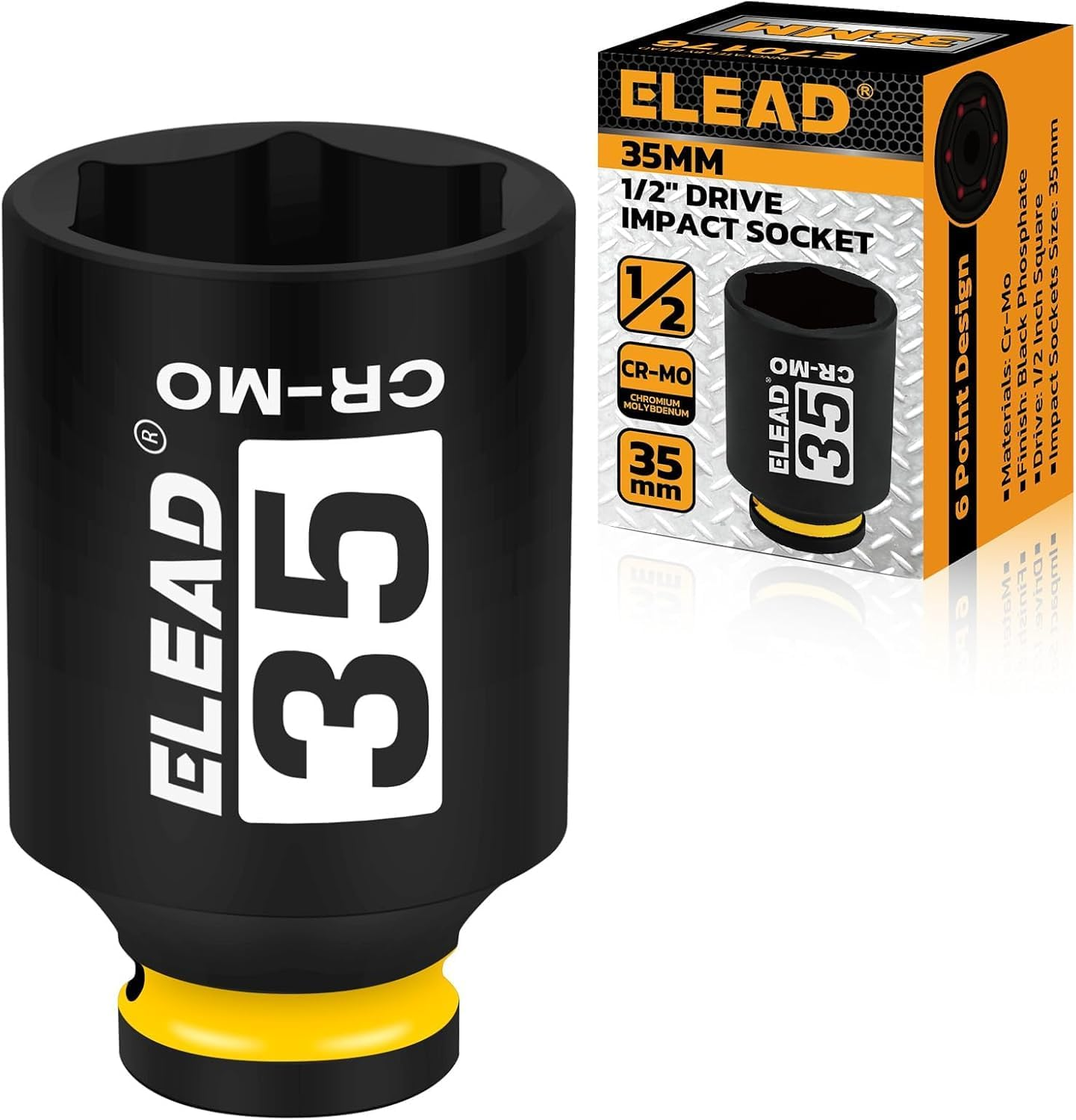 ELEAD 1/2" Drive Deep Impact Socket, 34 Mm Metric 6 Point 1/2-Inch Drive Impact Axle Nut Sockets, CR-MO Nut Socket Set, Oil Filter Sockets, Tools for Easy Removal of Axle Shaft Nuts image number 1