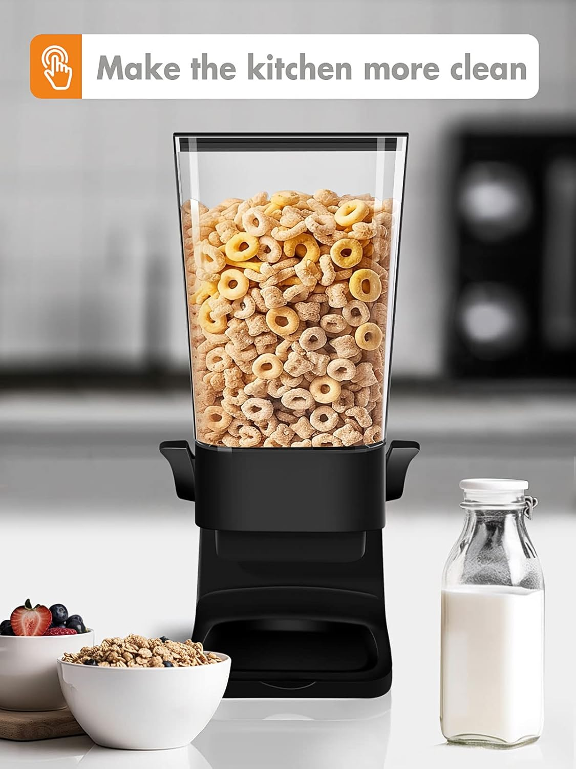 Tokokimo Cereal Dispensers Countertop, Dry Food Dispenser Storage Container Organizer for Granola, Cereal, Dry Food, Cat Food, Black(2 Pcs) - White-2Pcs image number 7