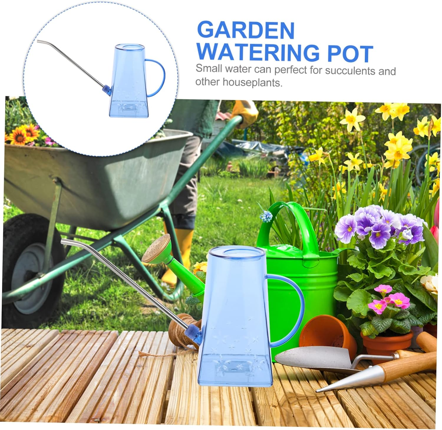 Long Spout Watering Can for Garden Outdoor Use Household Metal Plant Watering Pot Extended Spout for Home and Garden - Pink image number 2