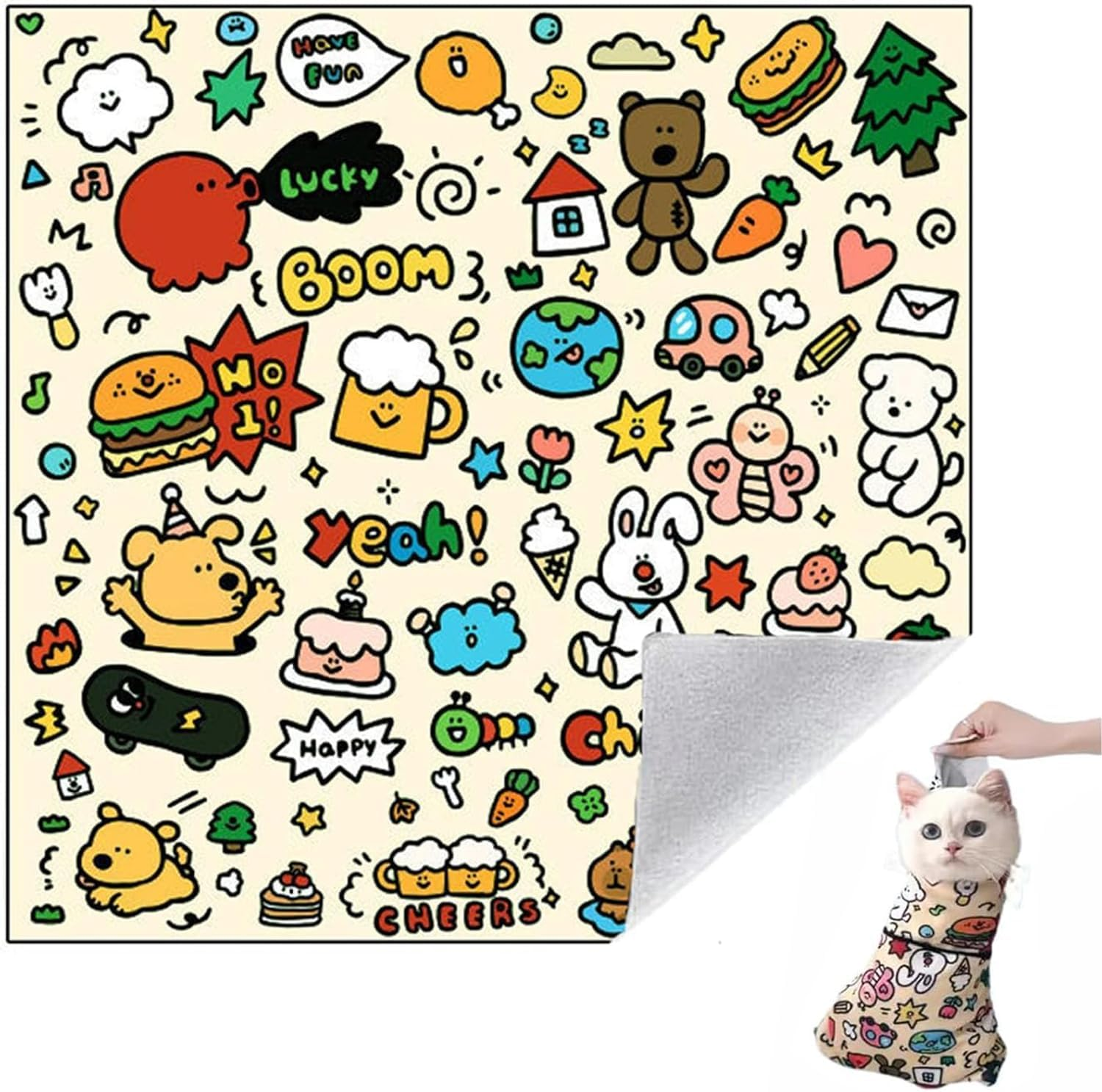 BEANPRECOY Cat Grooming Wrap Self-Adhesive Anti-Scratch Swaddle for Stress Free Nail Trimming, Medication & Bathing Secure Style Pet Restraint Bag for Cats & Kittens image number 3