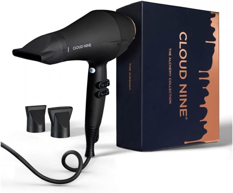 CLOUD NINE the Airshot Alchemy Hair Dryer | Fast Compact All Hair Types | Variable Temperature Control Low Mid High | Two Nozzles Included | anti Static Technology Super Compact Powerful image number 5