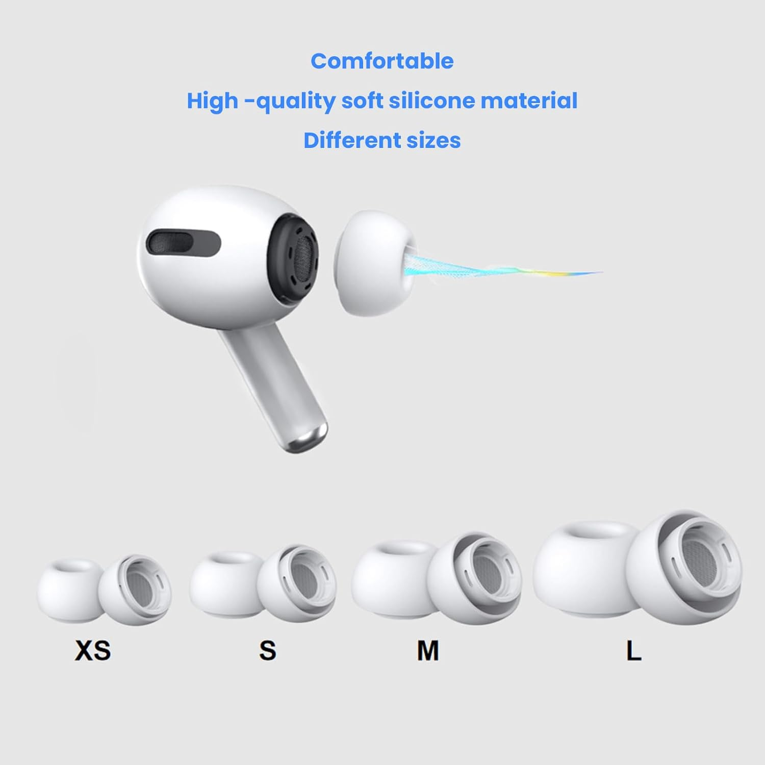 Agwenkui 4 Pairs Replacement Ear Tips for Airpods Pro & 2Nd - Replacement Ear Tips with Noise Reduction Technology Cleaning Tool for Airpods 1 2 3 Pro Series (Soft Silicone Material) image number 4