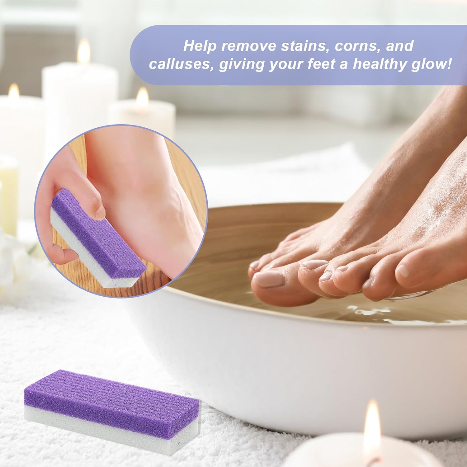 2Pcs Pedicure Tools,Pumice Stone for Feet,Pumice Stone,Foot Pumice,Foot Pumice Stones,Callus Remover Scrubber Skin Cleaner (Purple) image number 3