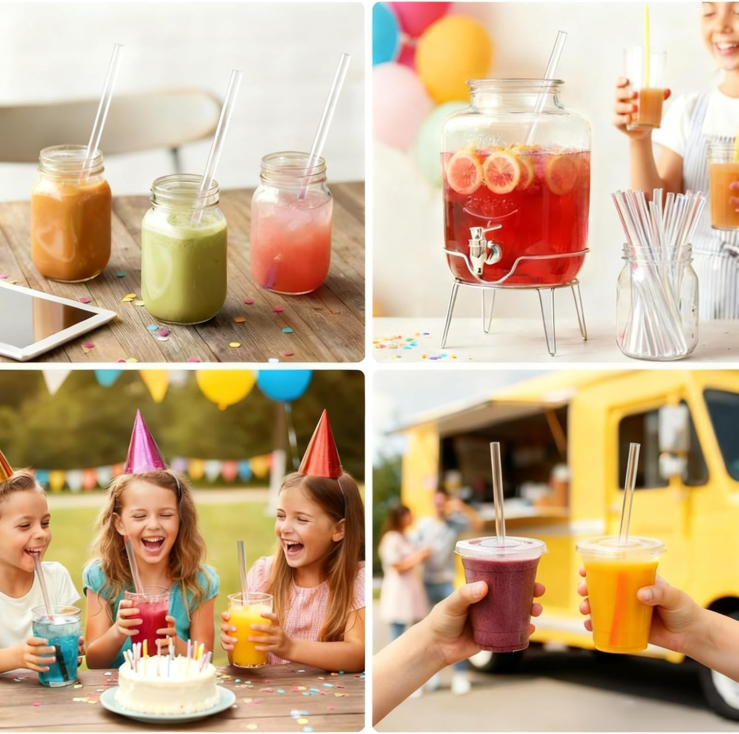 Drinking Straws 200 PCS 26Cm Reusable Colourful - Suitable for Juice, Tea, Coffee, Milk, Parties, Daily Use (Transparent) image number 1