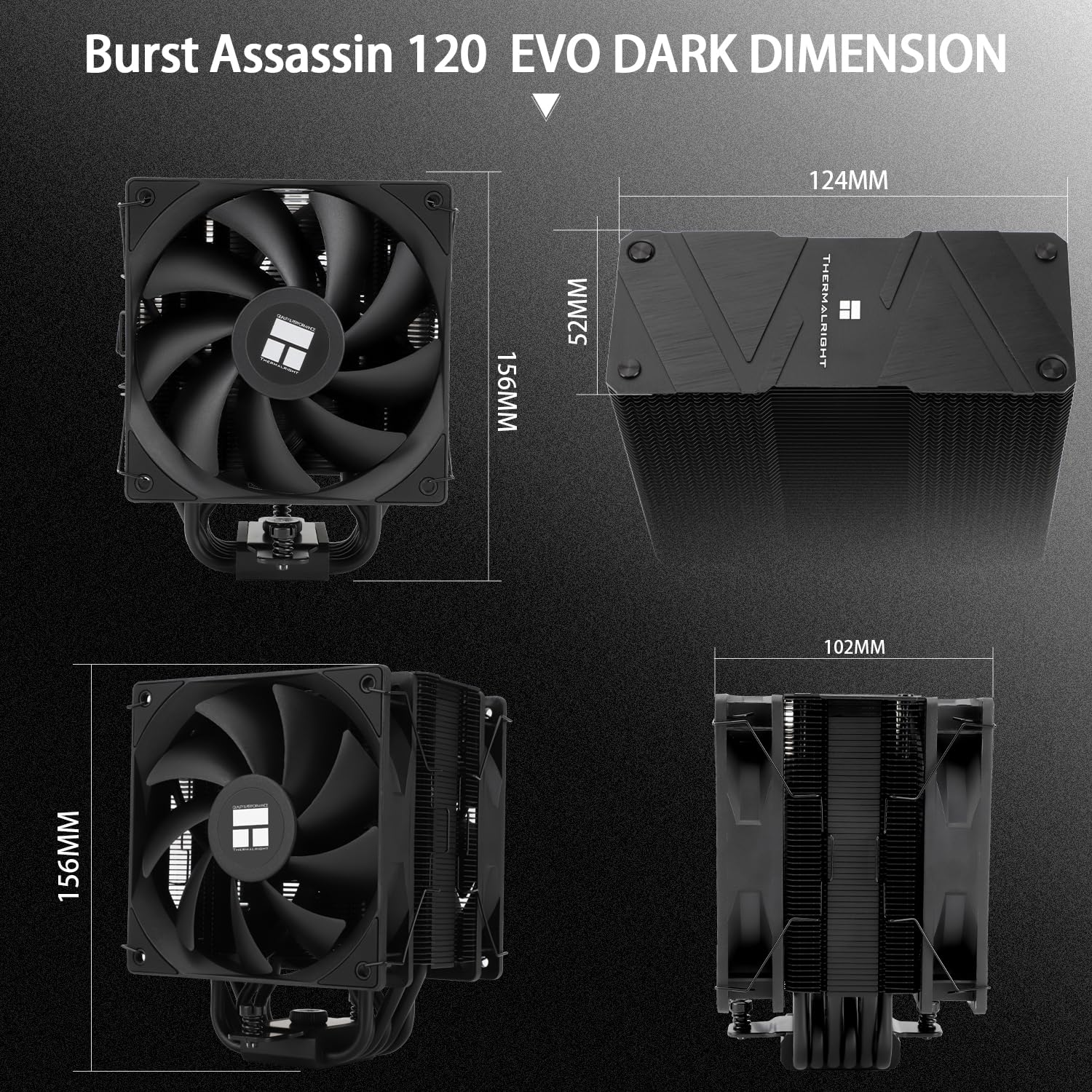 Thermalright Burst Assassin 120 EVO Dark CPU Air Cooler,Double 120Mm PWM Fans CPU Cooler, for Intel LGA1700/1851/1150/1151/1200, AMD:AM4/AM5, Computer CPU Cooling with Brushed Black Top,156Mm High image number 2