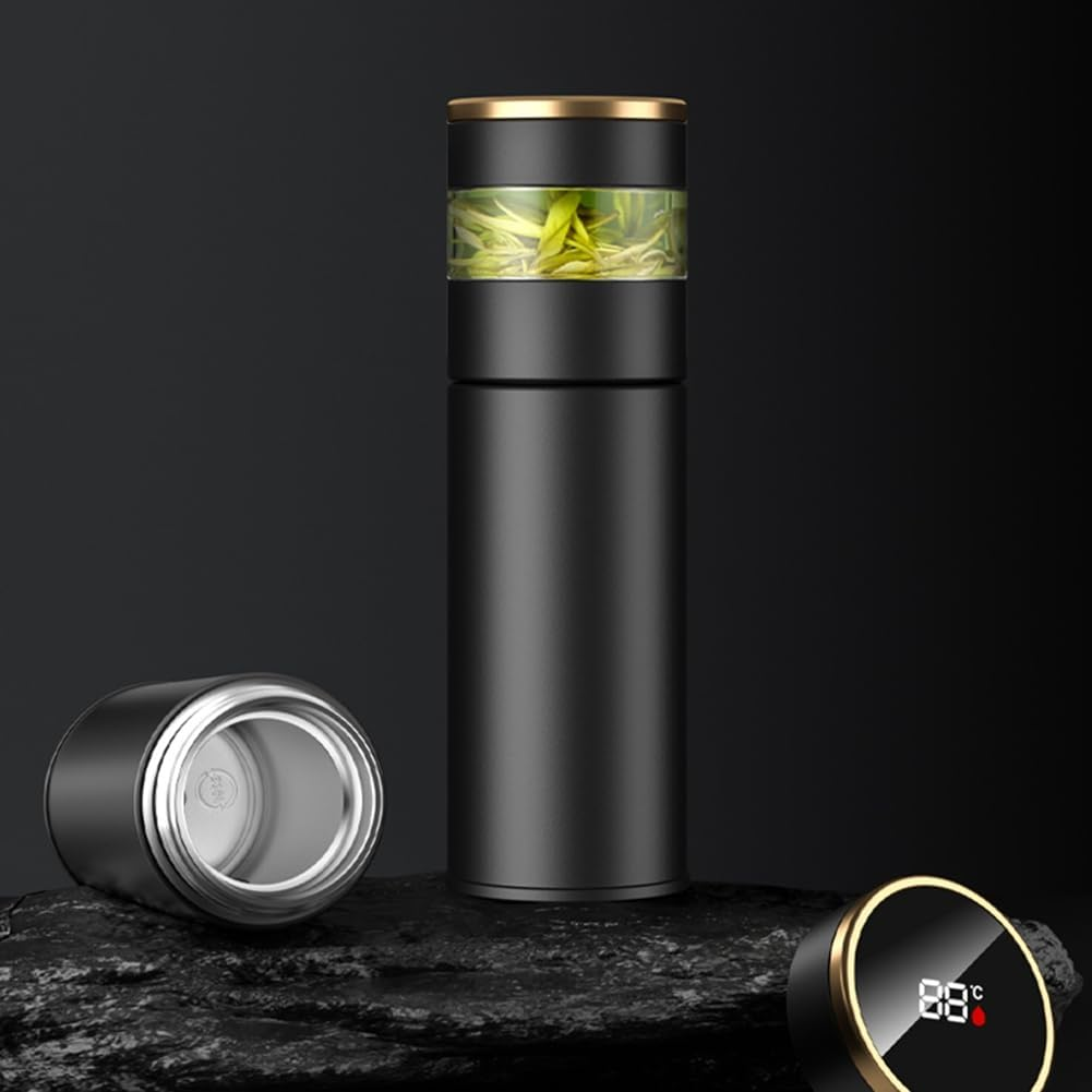 Tea Infuser Vacuum Flask Temperature LED Display 450Ml Insulated Cup Stainless Steel Bottle Travel Coffee Mug Easy Install image number 5