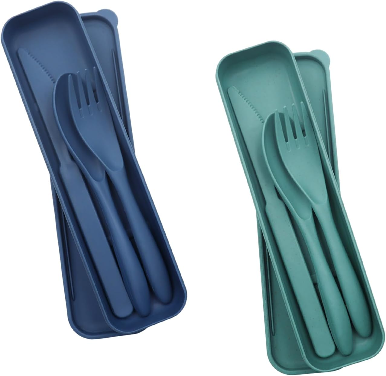 4 Piece Cutlery Set Travel Cutlery Portable Plastic Cutlery Camping Cutlery Knife Spoon Fork Cutlery Set with Case Reusable for Daily Use Outdoor Tableware Camping Picnic