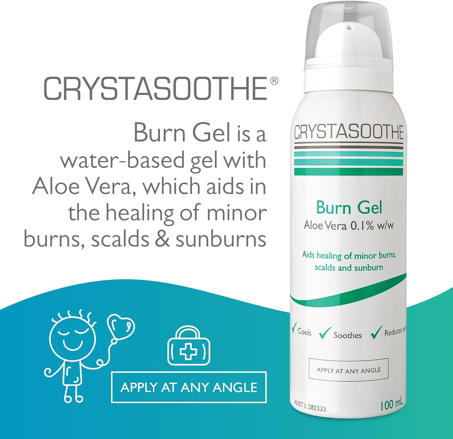 Crystasoothe Burn Gel - after Burn, Protective Gel to Cool and Soothe Minor Burns, Scalds and Sunburns. First Aid Treatment Spray. 100Ml Bottle image number 2