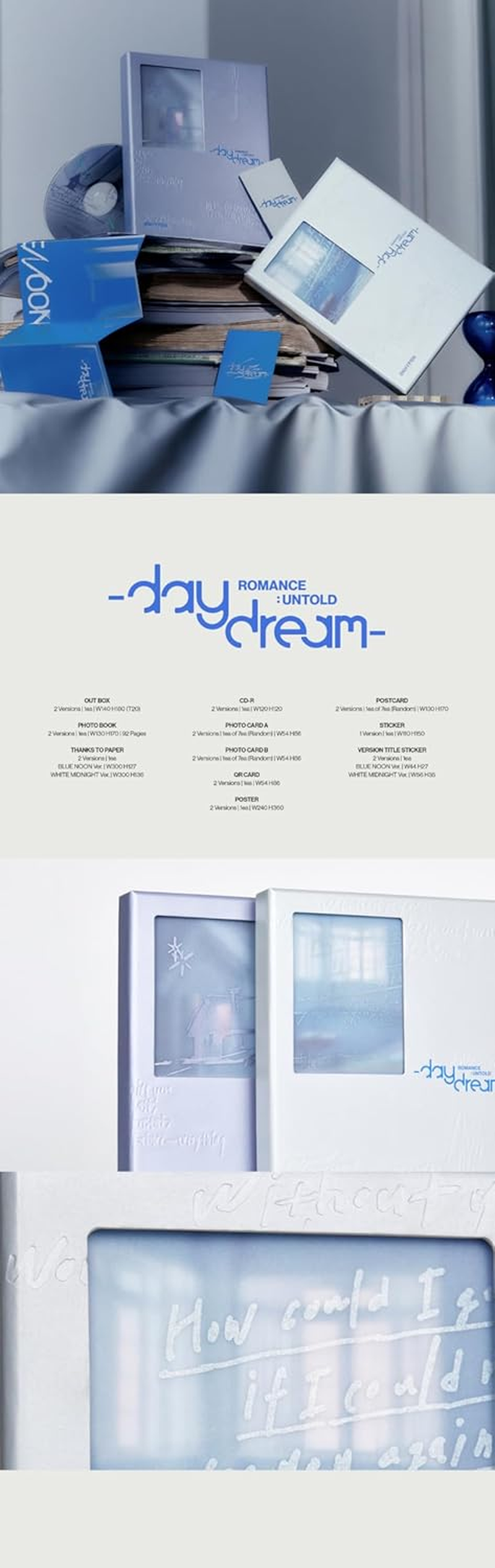 ENHYPEN ROMANCE : UNTOLD Daydream 2Nd Album Repackage Standard BLUE NOON Version Cd+92P Photobook+1P Folded Poster on Pack+2Ea Sticker+1P Postcard+2P Photocard+Etc+Tracking Sealed EN- image number 2