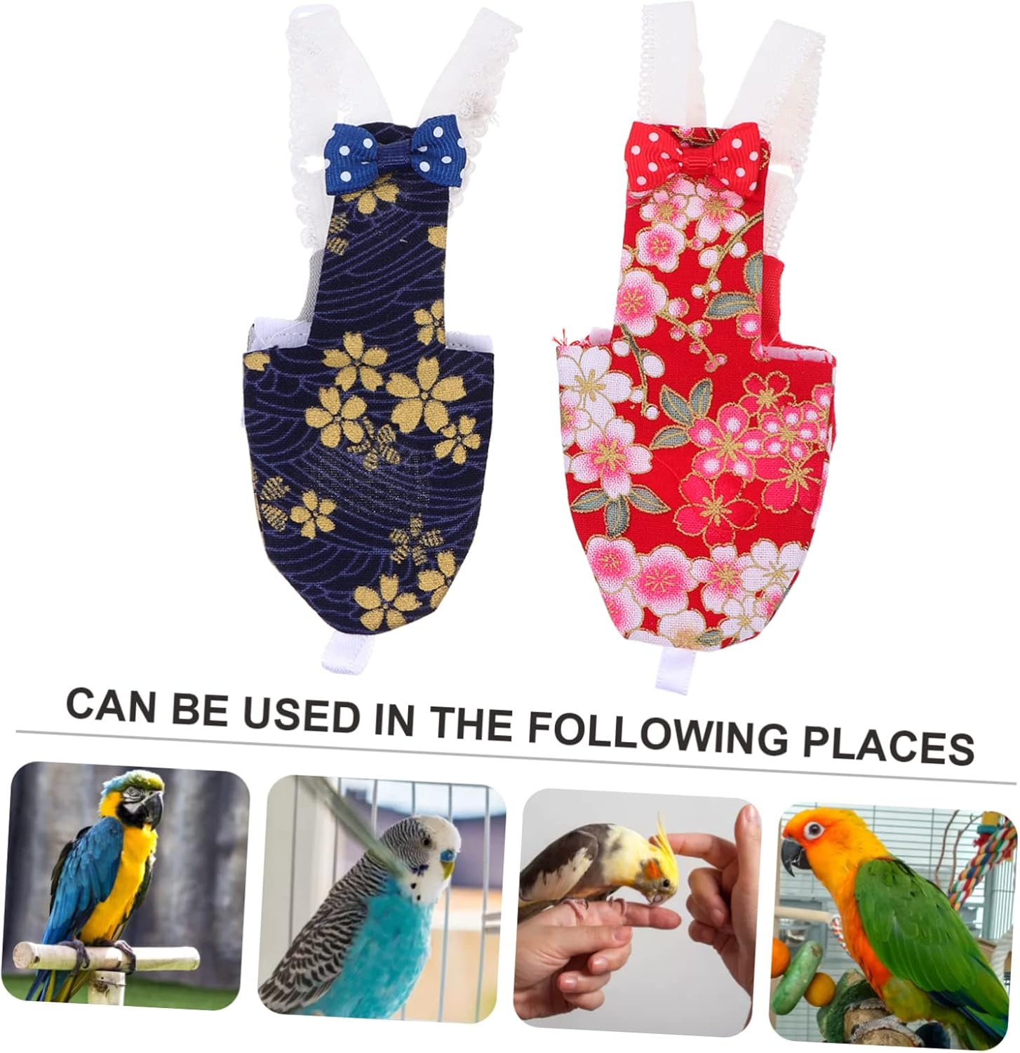 Parliky 2Sets Elegant Birds Diaper Cotton Pet Nappy Washable Comfortable for Parrots Reusable Daily Wear Party Holiday Fashion 2Pcs*2 image number 5