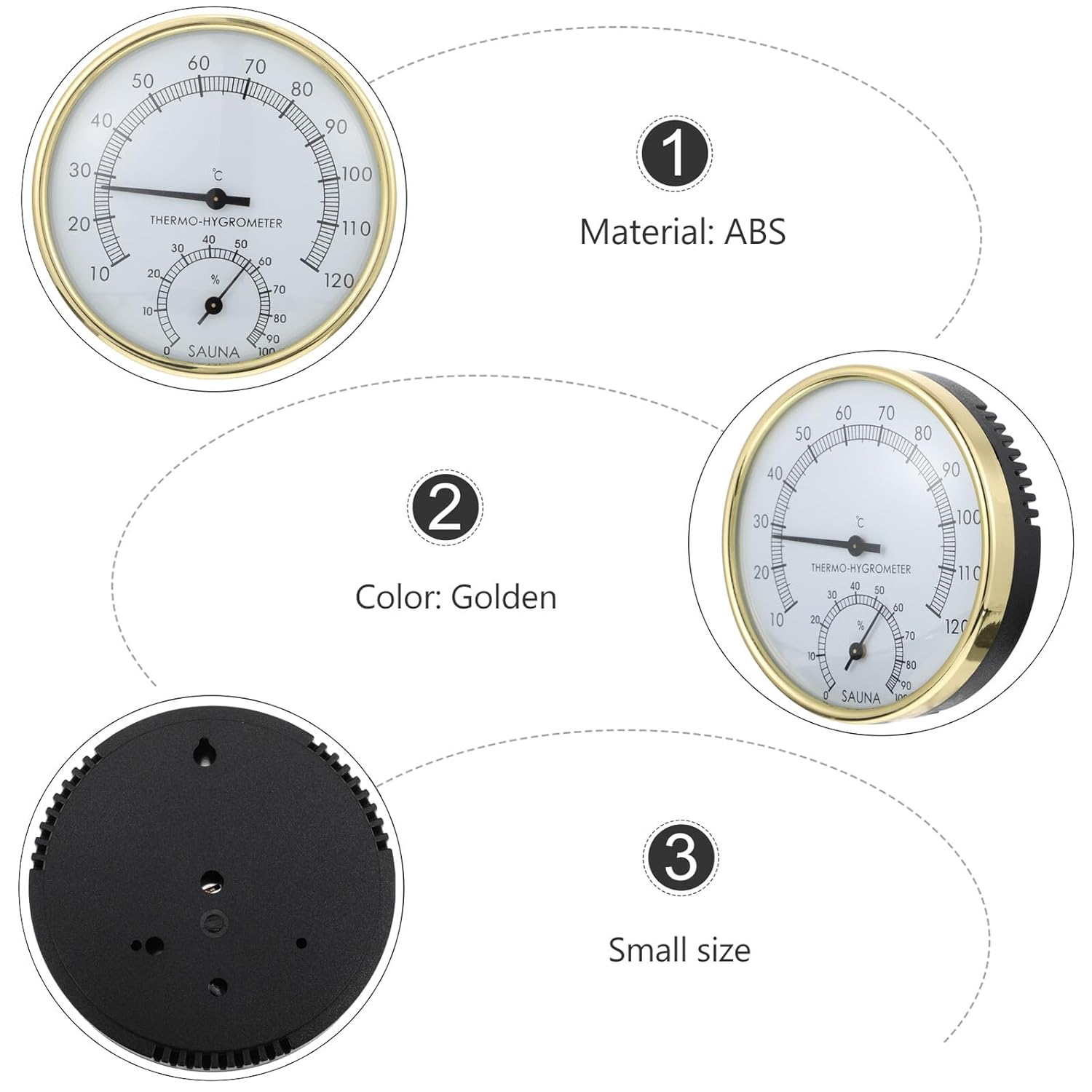 Alasum Practical Sauna Thermometer Hygrometer Multipurpose Hygrothermograph with Clear Dial Environmental-Friendly Indoor and Terrarium Use