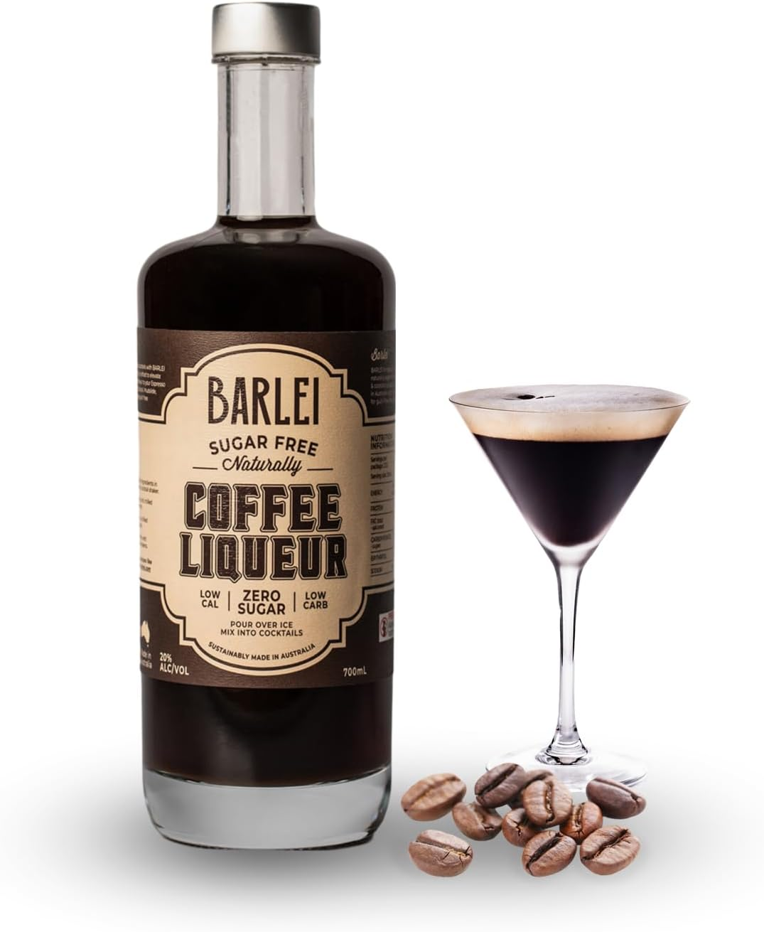 Barlei Sugar Free Coffee Liqueur, 700Ml, Zero Sugar image number 2