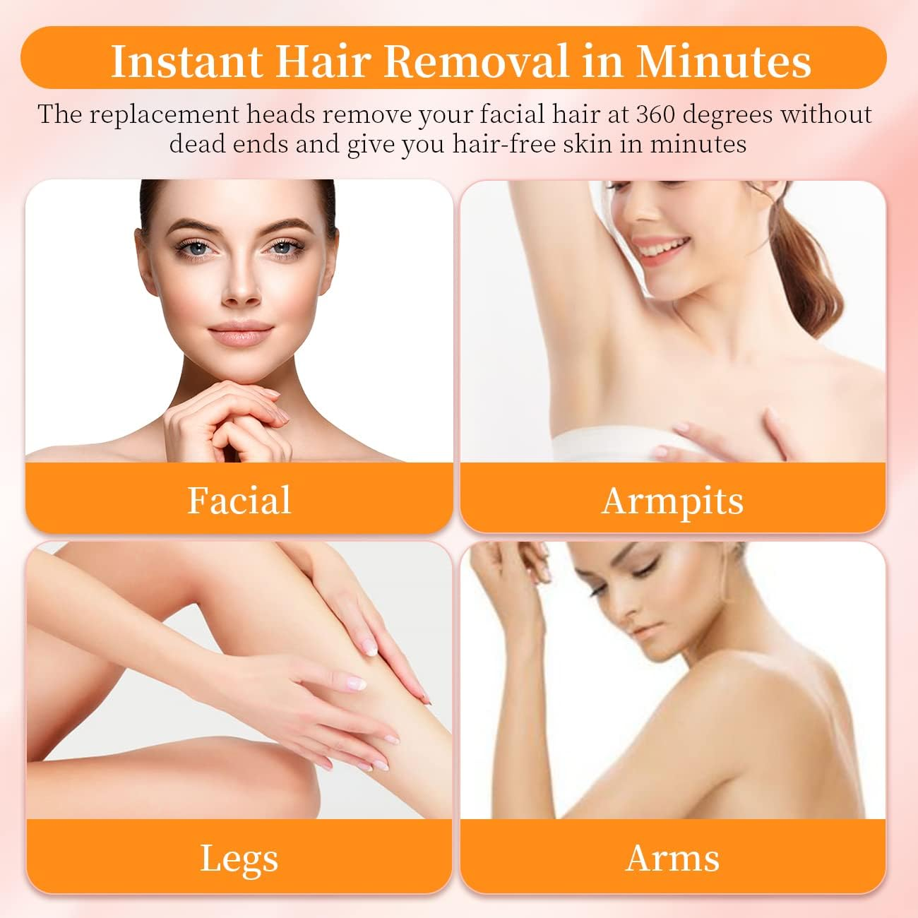 Flawless Hair Remover Replacement Heads for Finishing Touch Flawless Facial Hair Removal Tool for Women，Rose Gold 4 Count, First Generation image number 4