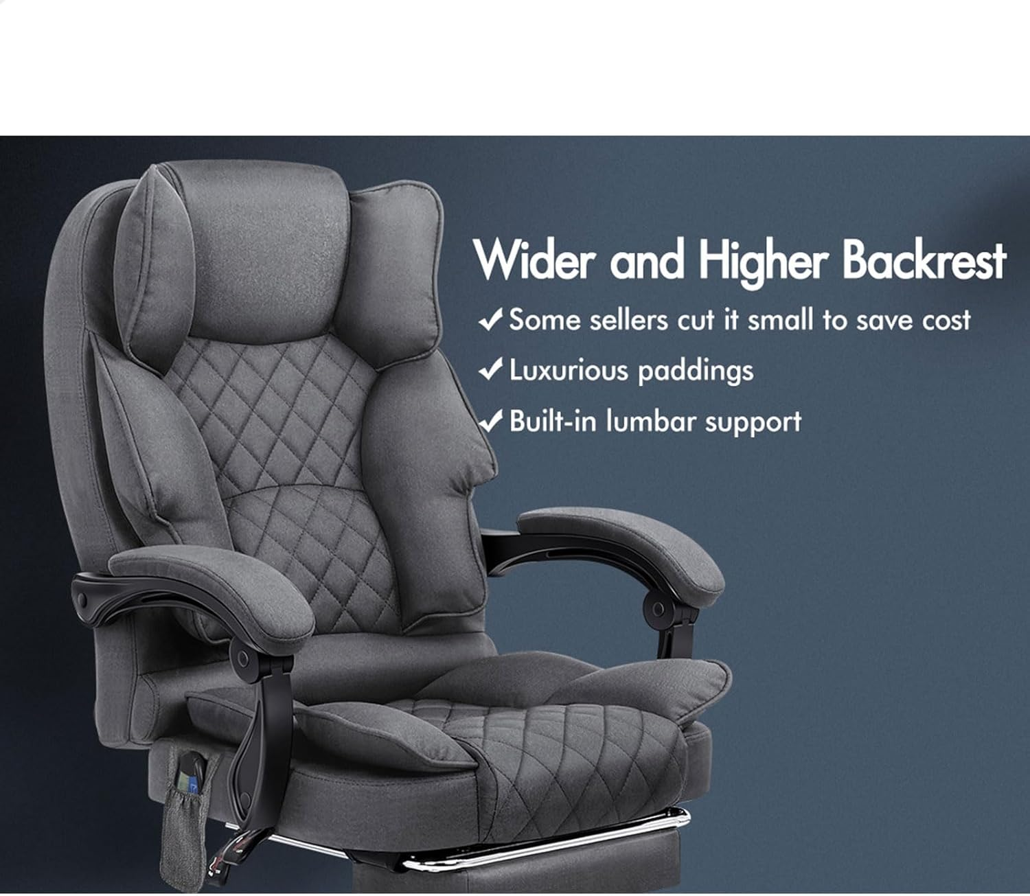 ALFORDSON Ergonomic Office Chair Recline with 8-Point Massage and Heated Seat, Gaming Executive Computer Racer Chair Adjustable Height, Fabric Home Office Chair with High Back Footrest(Fabric Grey) - Fabric Grey image number 1