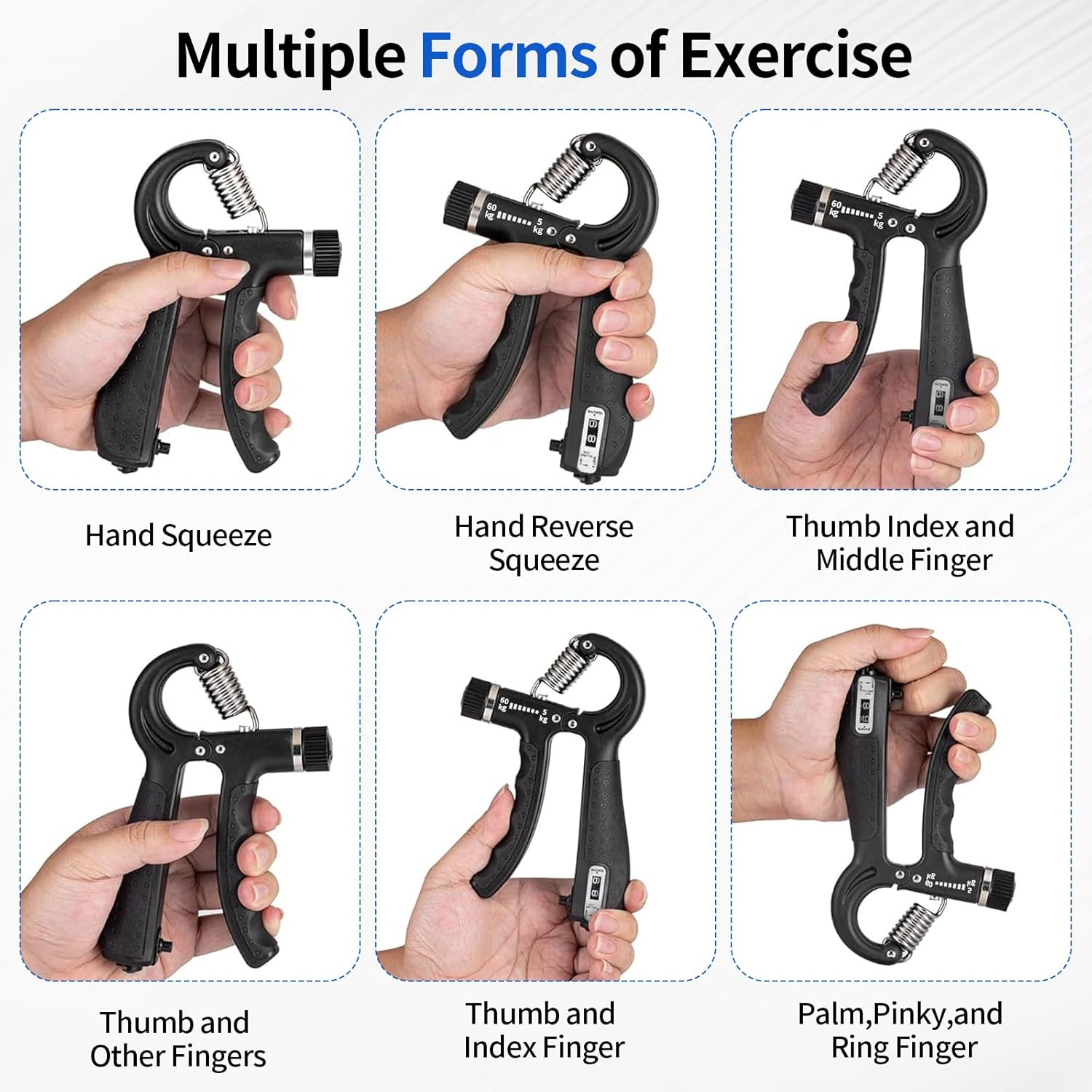 5 Pcs Grip Strength Trainer Kits with Hand and Forearm, Adjustable Forearm Trainer, Hand Grip Strengthener for Muscle Building and Injury Recover, Finger Exerciser, Hand Extension Exerciser image number 2